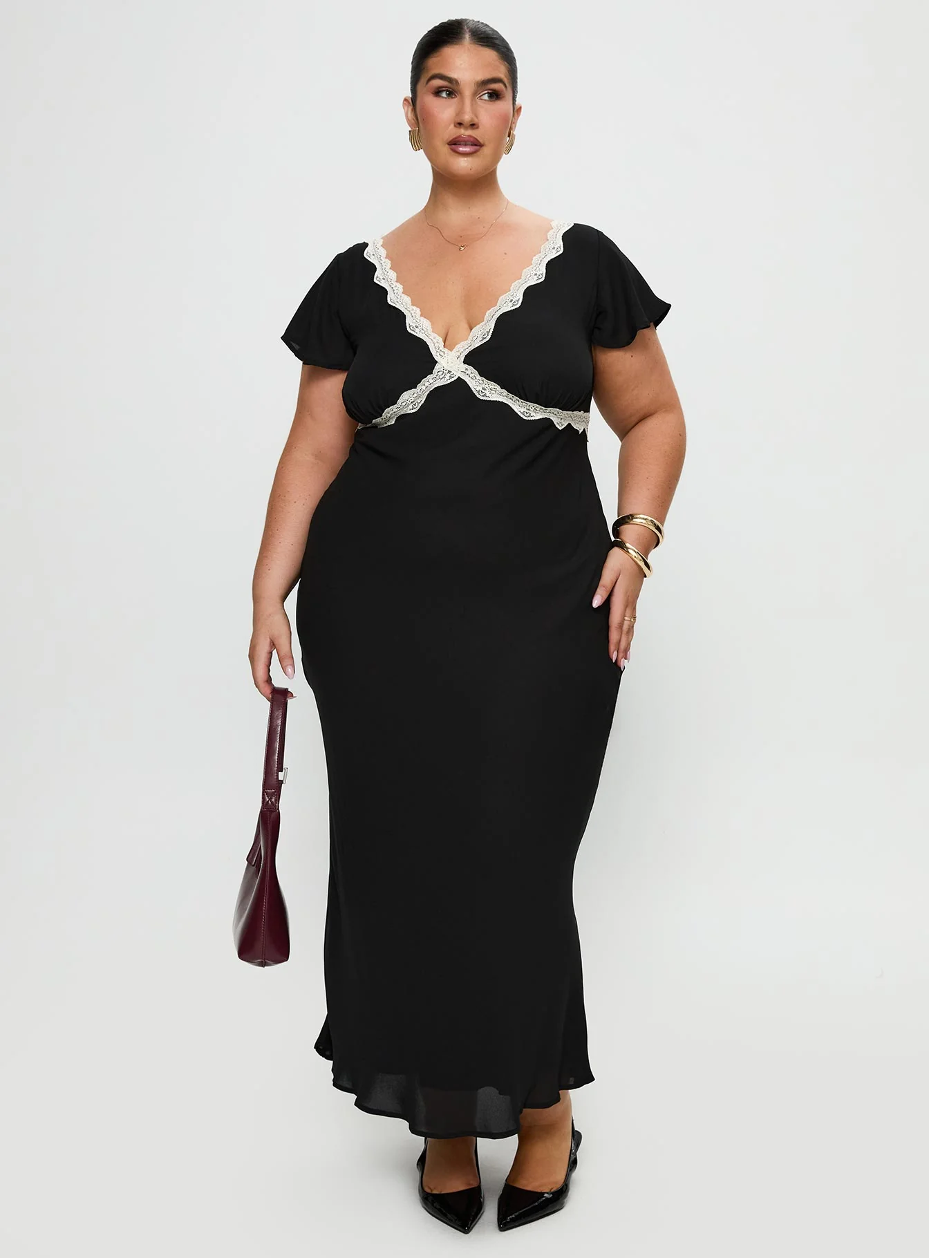 Barbarita Lace Maxi Dress Black Curve
