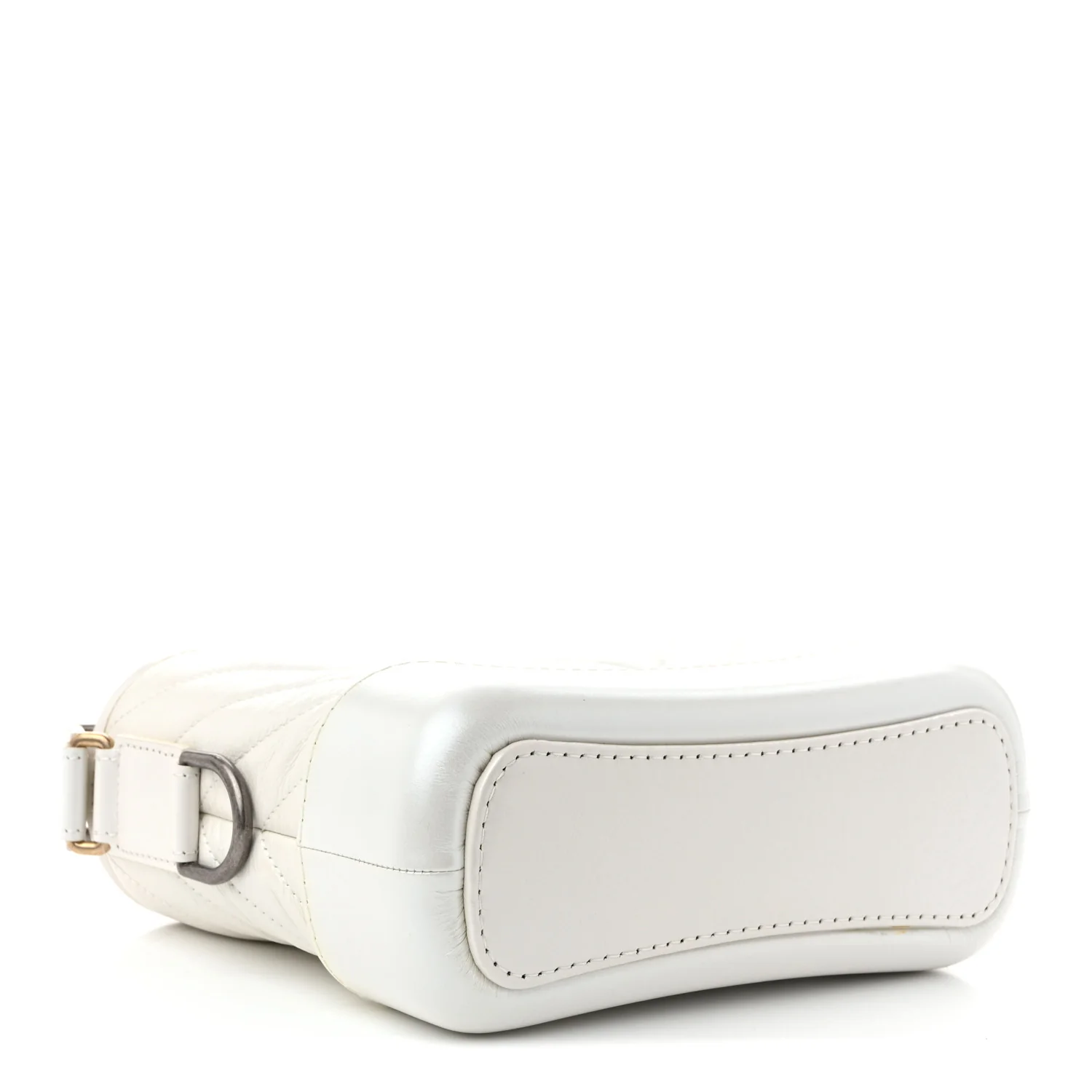 Iridescent Aged Calfskin Chevron Quilted Small Gabrielle Hobo White - Top Club