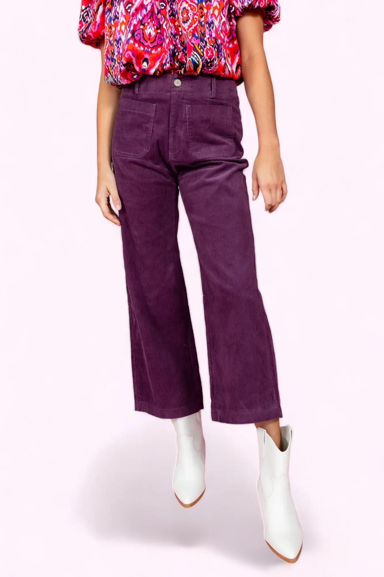 Corduroy Wide Leg Pants - ALJEGJ