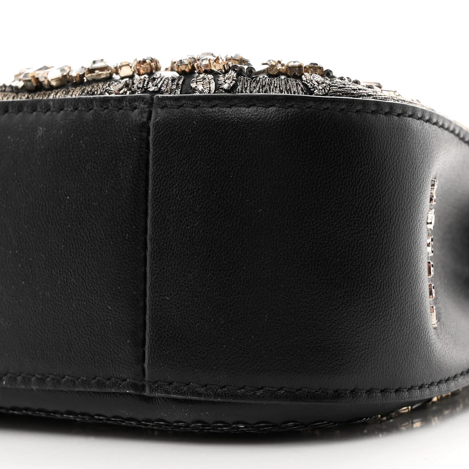 Lambskin Embellished Crystal Mini T-Bar Bag Black - Top Club