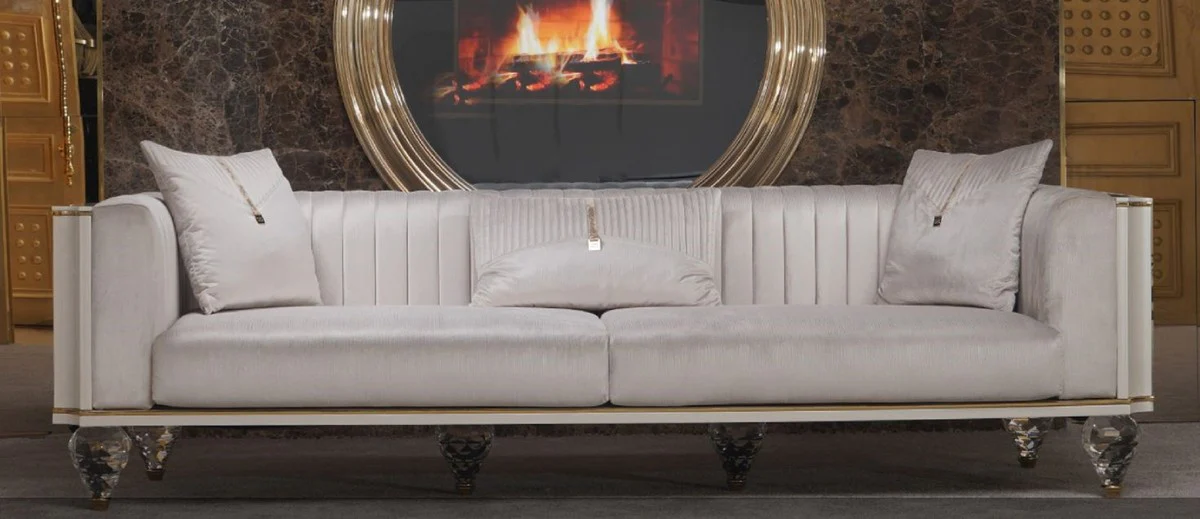 Luxury Art Deco 4 seater sofa gray / gold