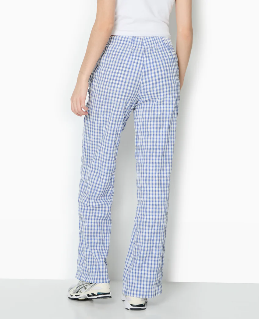 Pimkie Pantalon droit en tissu gaufré motif vichy