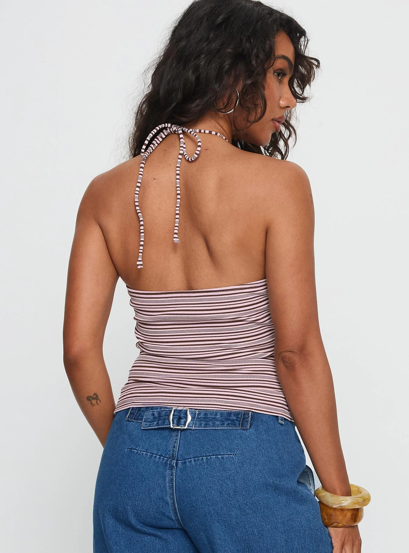Sit In Silence Cut Out Top Purple Stripe