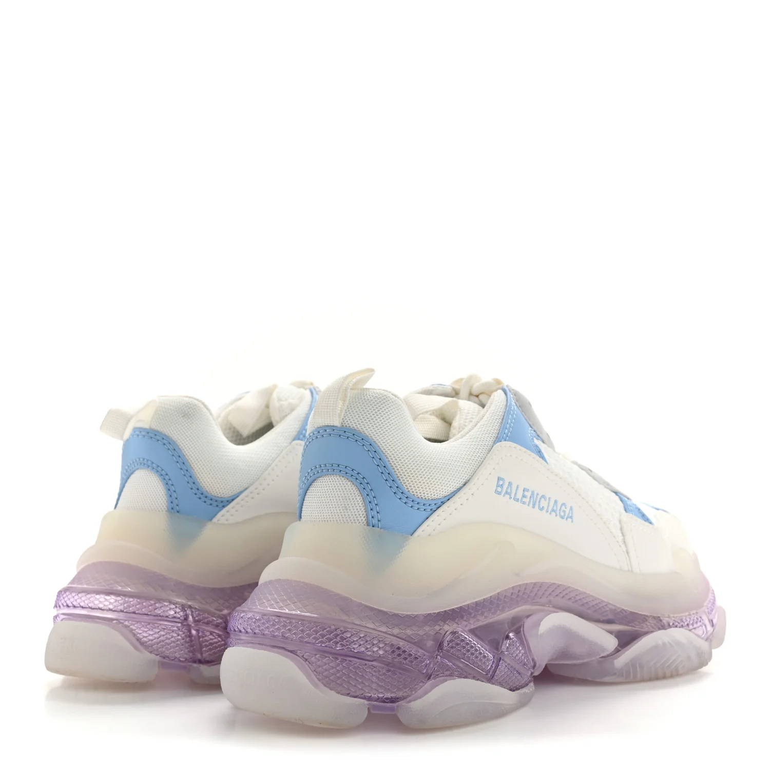 Fabric Mesh Clear Sole Womens Triple S Sneakers 36 Light Blue Grey Lilac White - Top Club