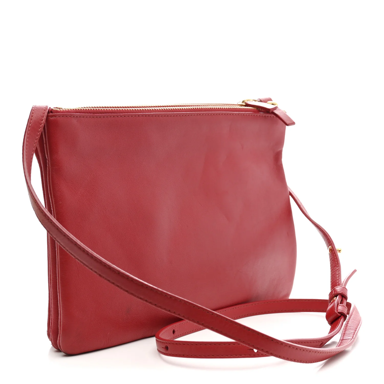 Lambskin Large Trio Crossbody Bag Red - Top Club