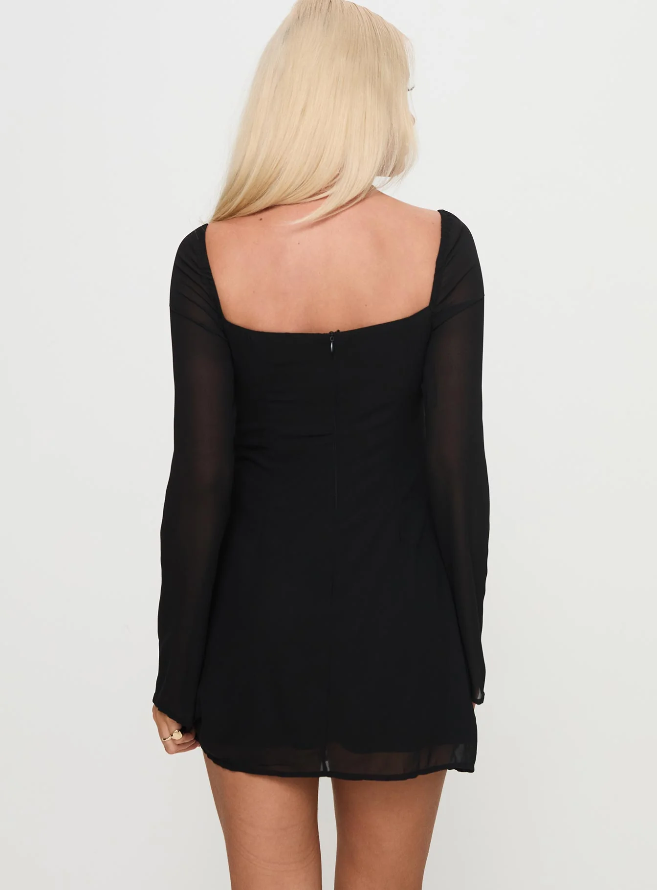 Monologue Long Sleeve Mini Dress Black