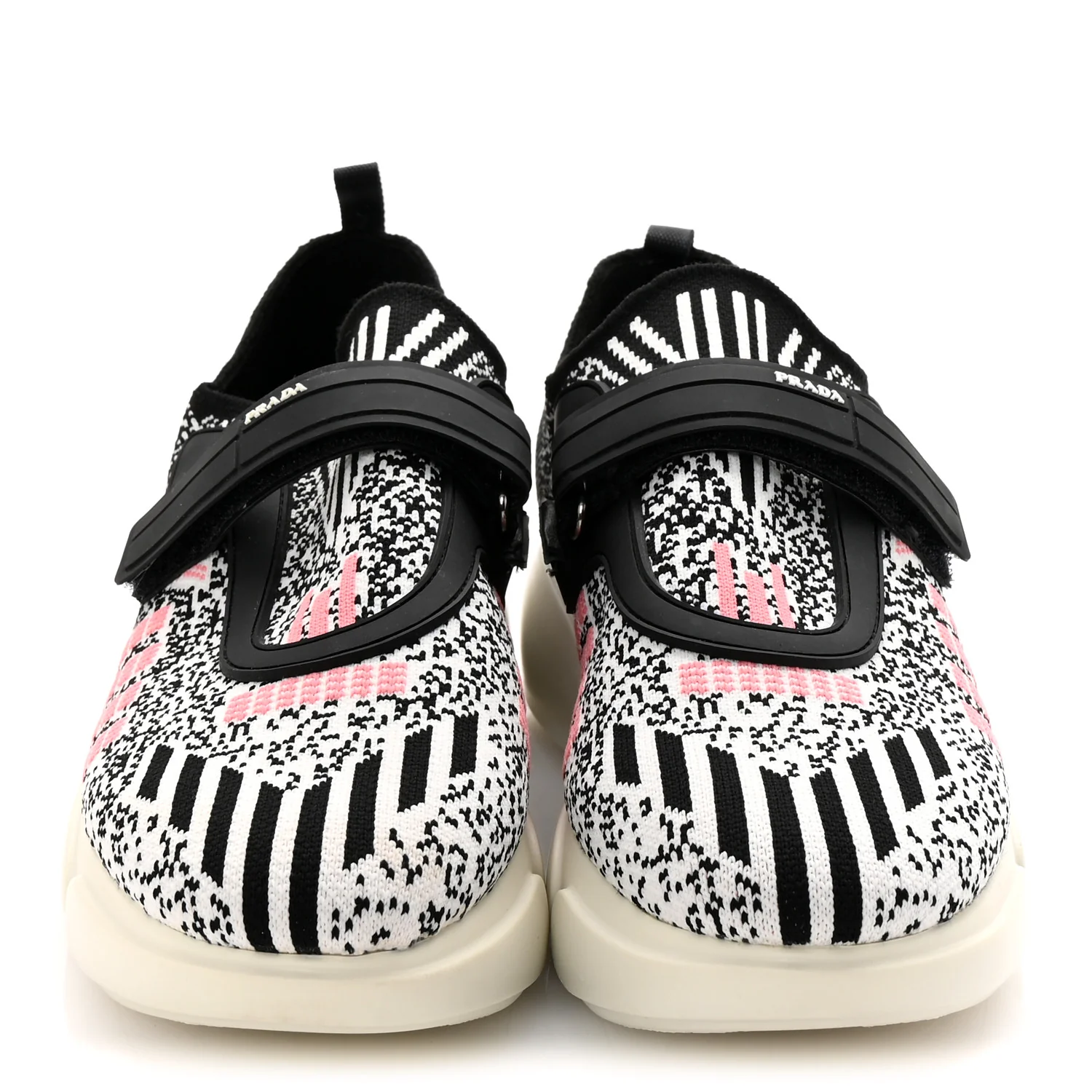 Rubber Knit Printed Fabric Cloudbust Air Sneakers 37 White Pink Black - Top Club