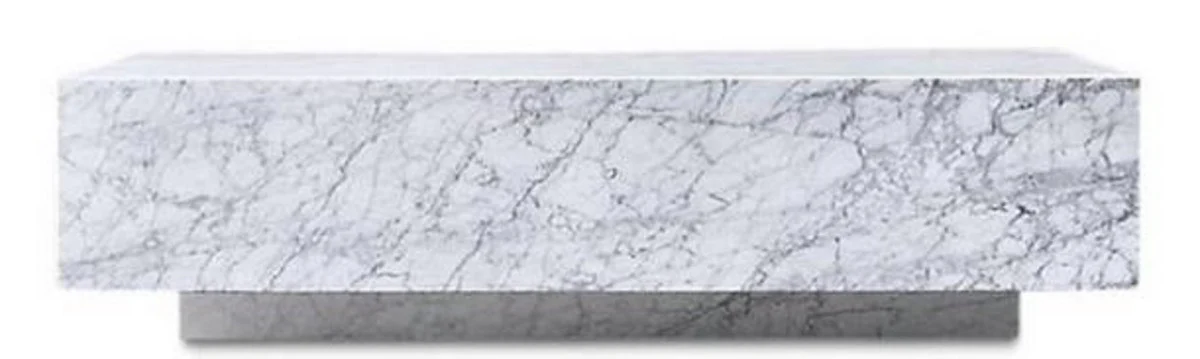 Luxury coffee table white 135 x 80 x H. 35 cm - Rectangular living room table made of Carrara marble - Marble table - Luxury quality
