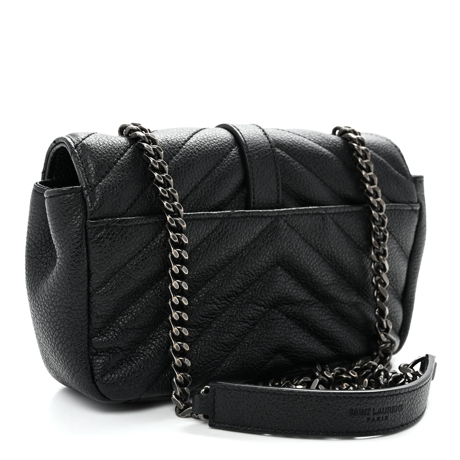 Grained Calfskin Matelasse Chevron Classic Monogram Baby Chain Bag Black - Top Club