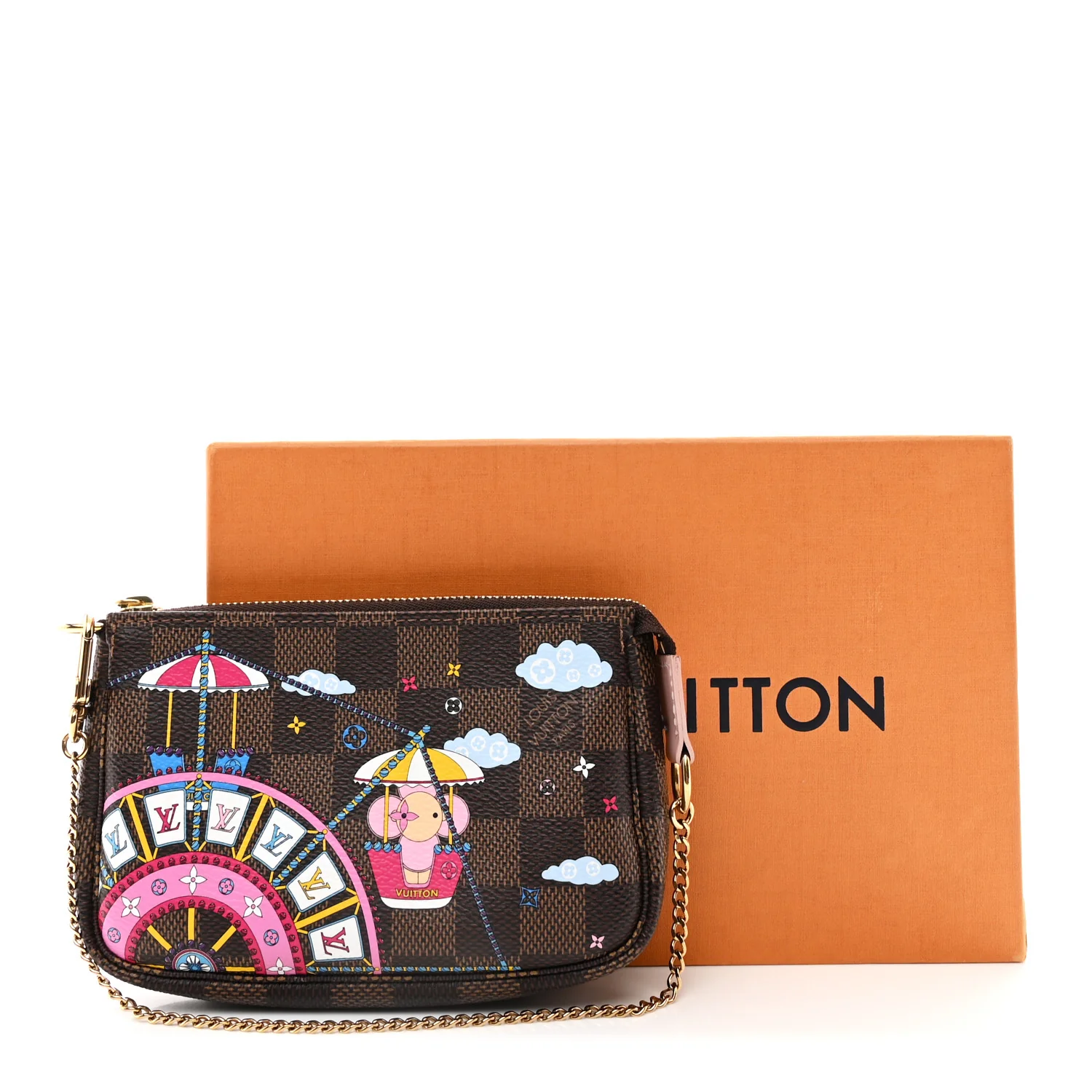 Damier Ebene 2020 Christmas Animation Big Wheel Mini Pochette Accessories Rose Ballerine - Top Club