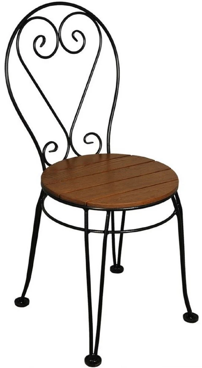 Art Nouveau garden chair set of 6 brown / black 40 x 40 x H. 92 cm - Elegant wrought iron chairs with solid wood seats - Nostalgic garden & catering furniture