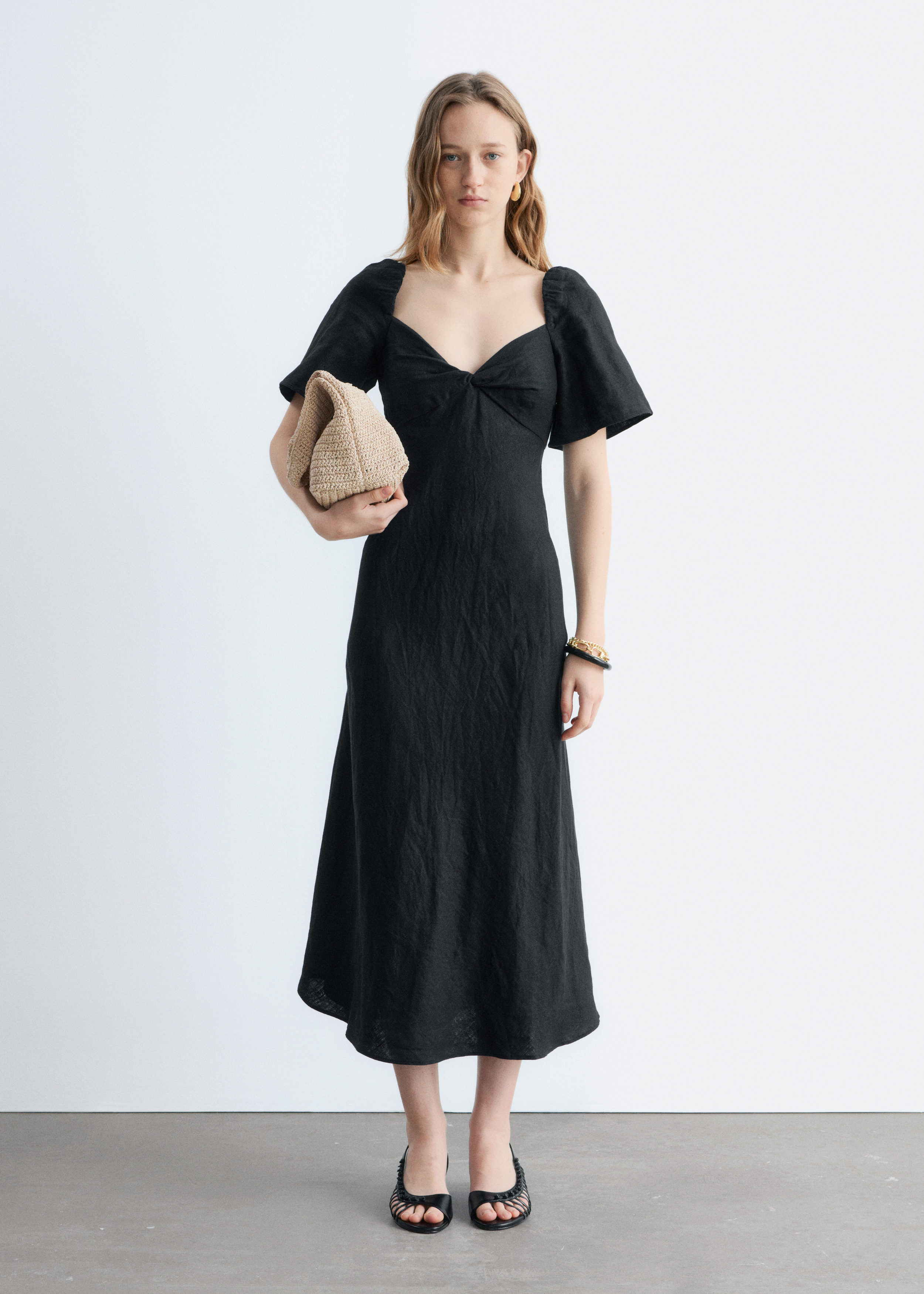 & Other Stories LINEN MIDI DRESS