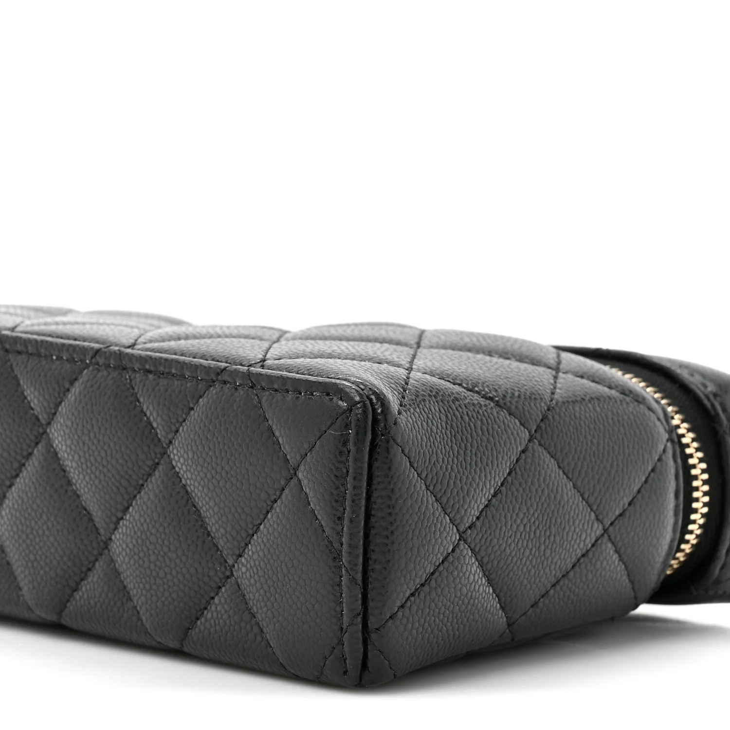 Caviar Quilted Top Handle Slim Vanity With Chain Black - Top Club