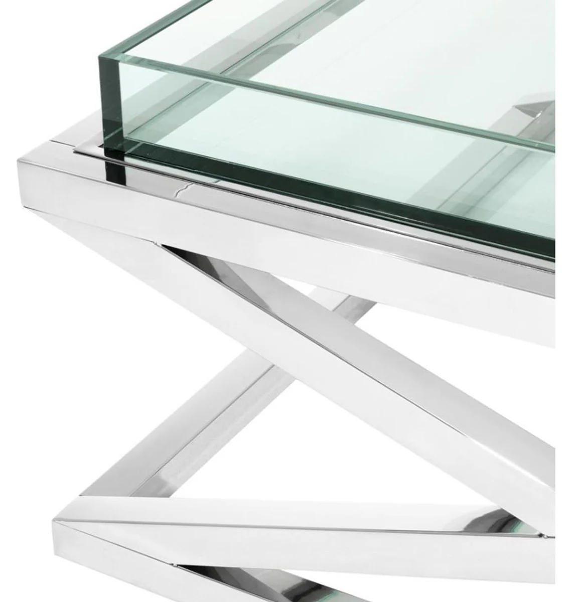 Designer coffee table silver 100 x 100 x H. 46.5 cm - luxury hotel furniture