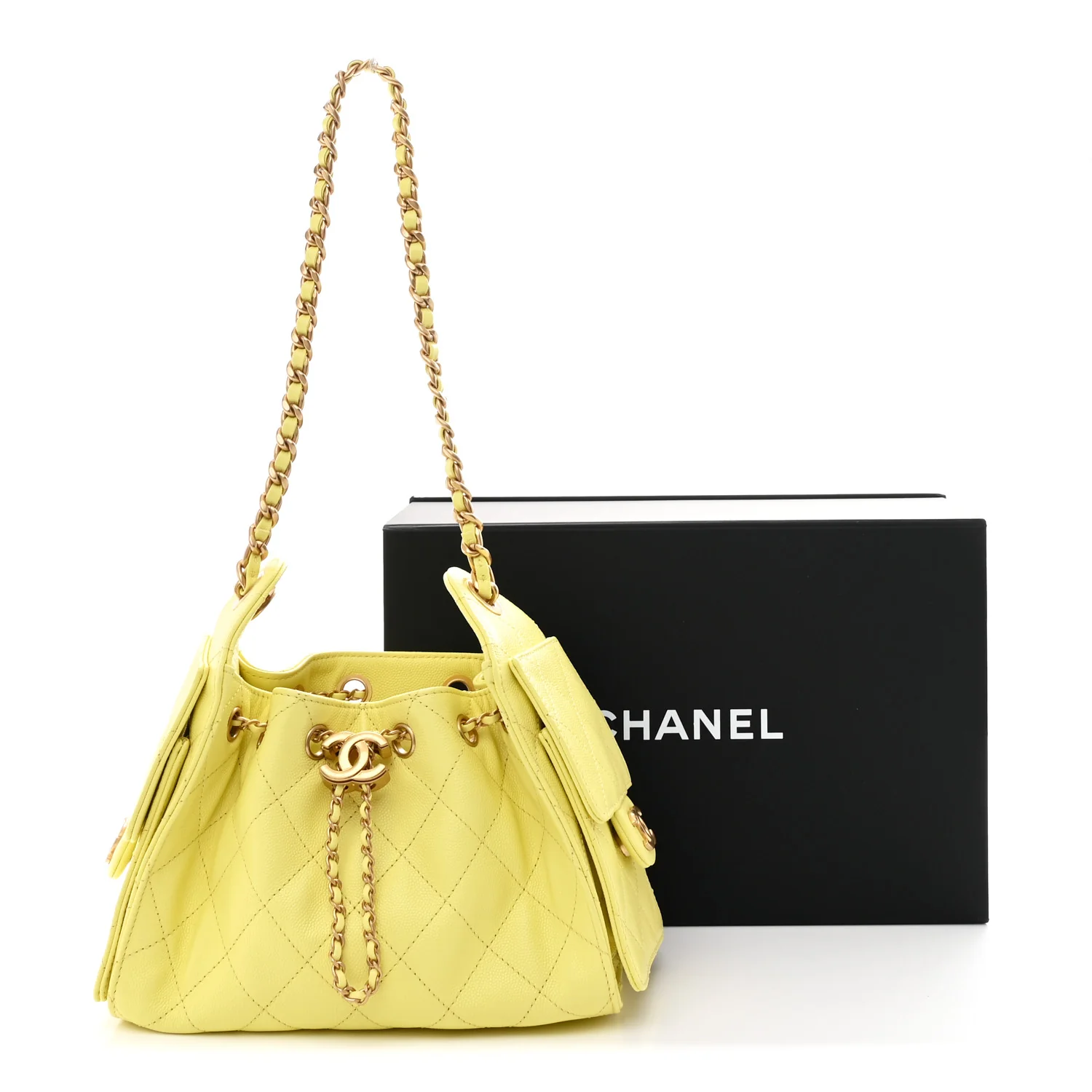 Caviar Quilted Mini Chanel 25 Handbag Light Yellow - Top Club