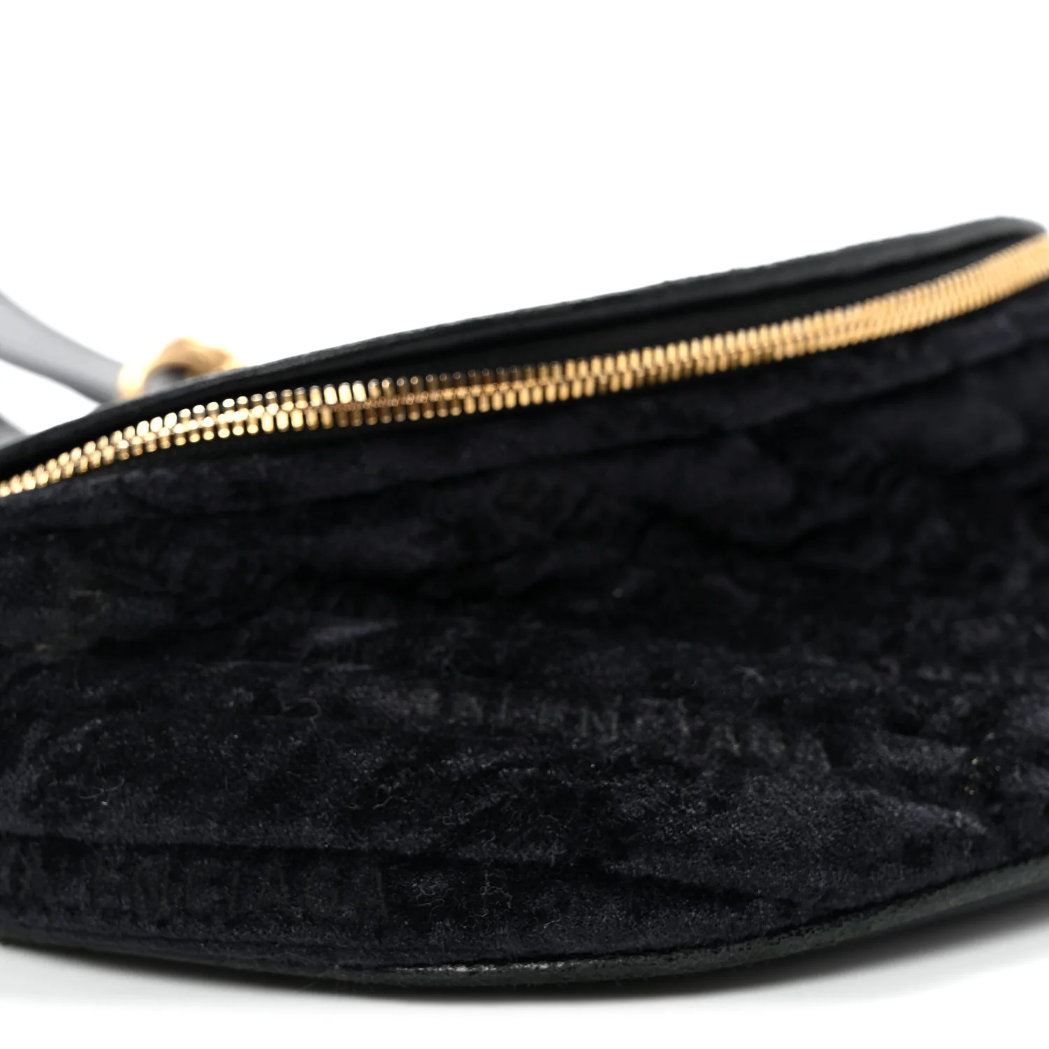 Crushed Velvet Logo Embossed XXS Souvenir Belt Bag Black - Top Club