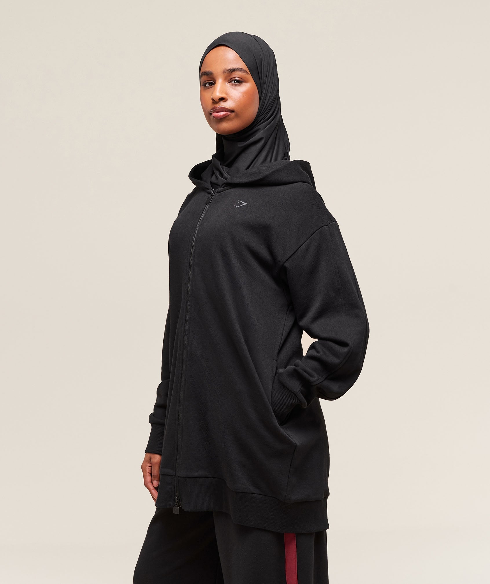 COACH Covered Longline Zip Up Hoodie
