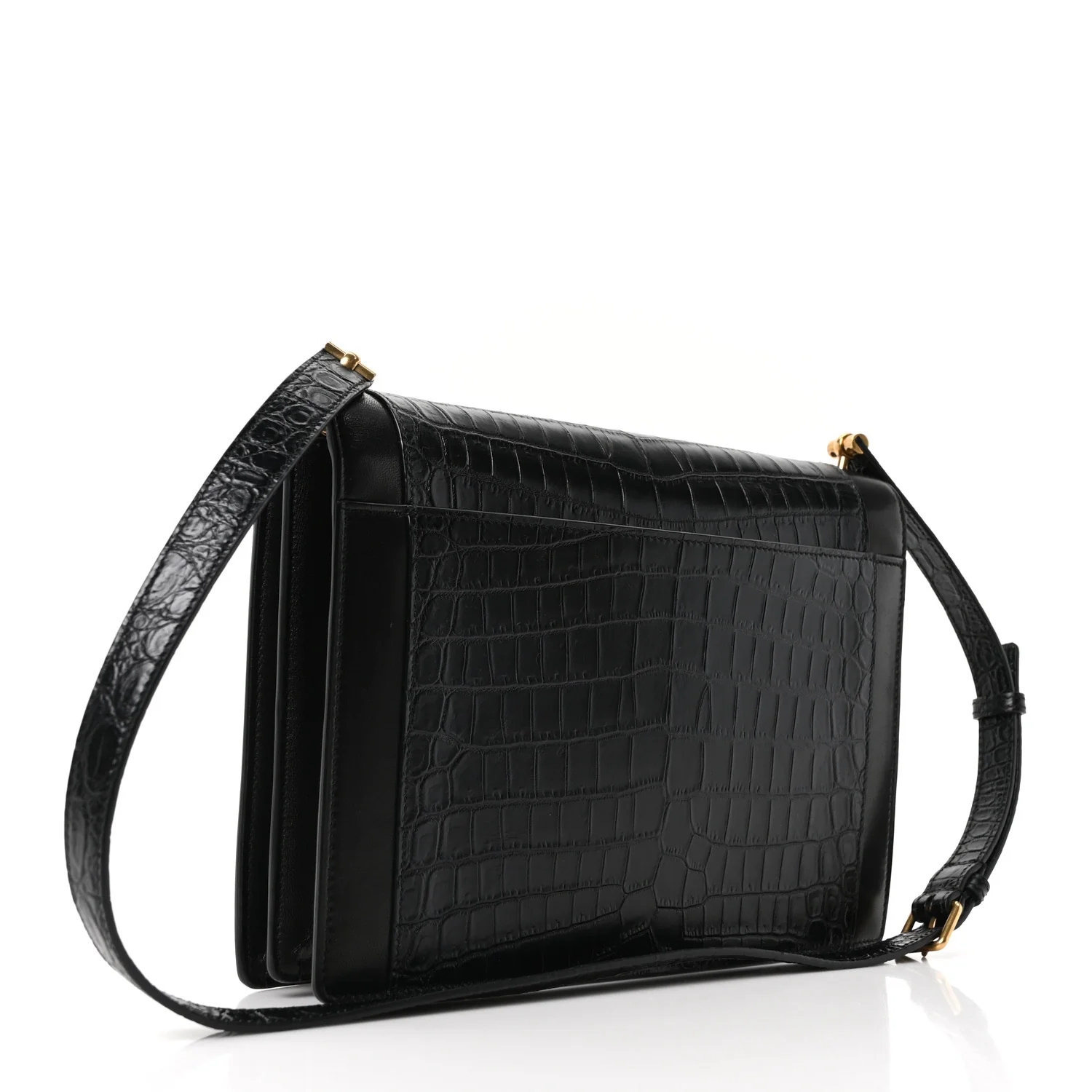 Calfskin Crocodile Embossed Gaby Satchel Black - Top Club