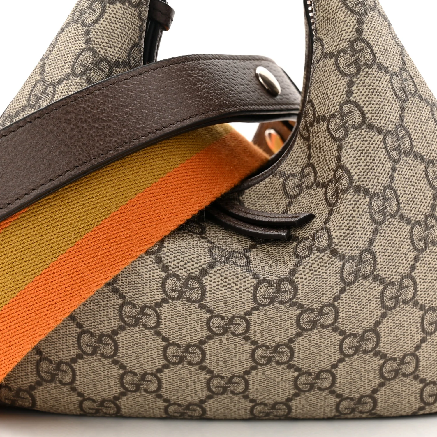 GG Supreme Monogram Textured Calfskin Web Small Attache Shoulder Bag Beige Ebony New Acero - Top Club