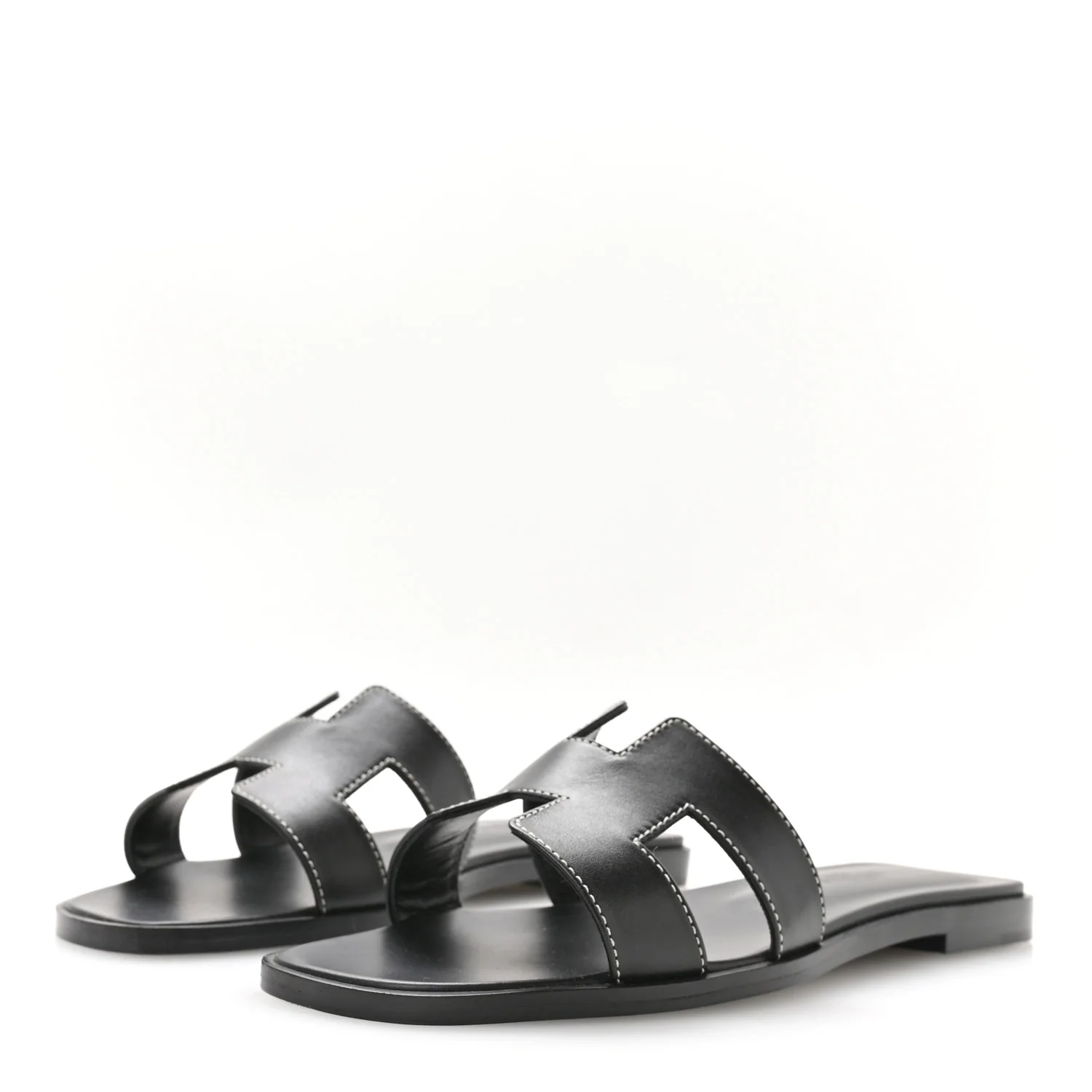 Box Calfskin Oran Sandals 36.5 Black - Top Club