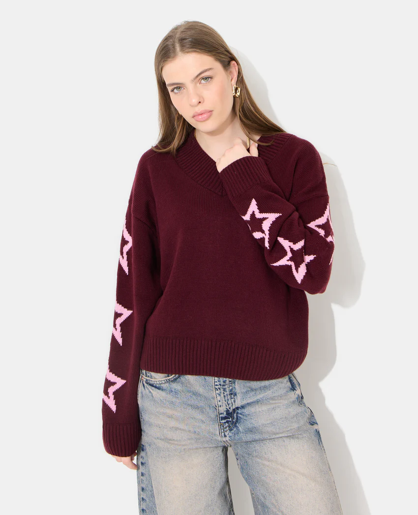 Pimkie Pull col V avec étoiles