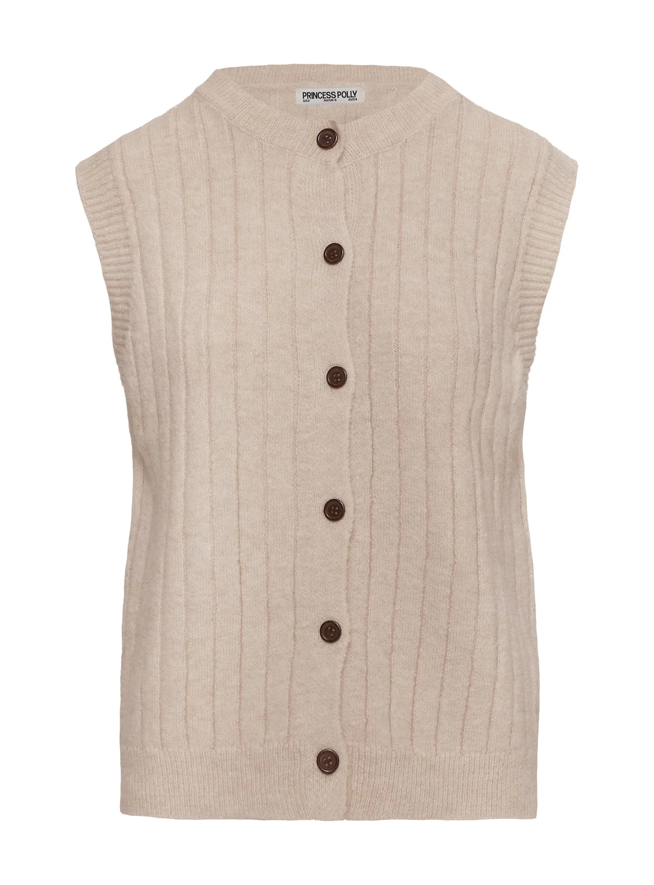 Brookvale Button Up Knit Vest Beige