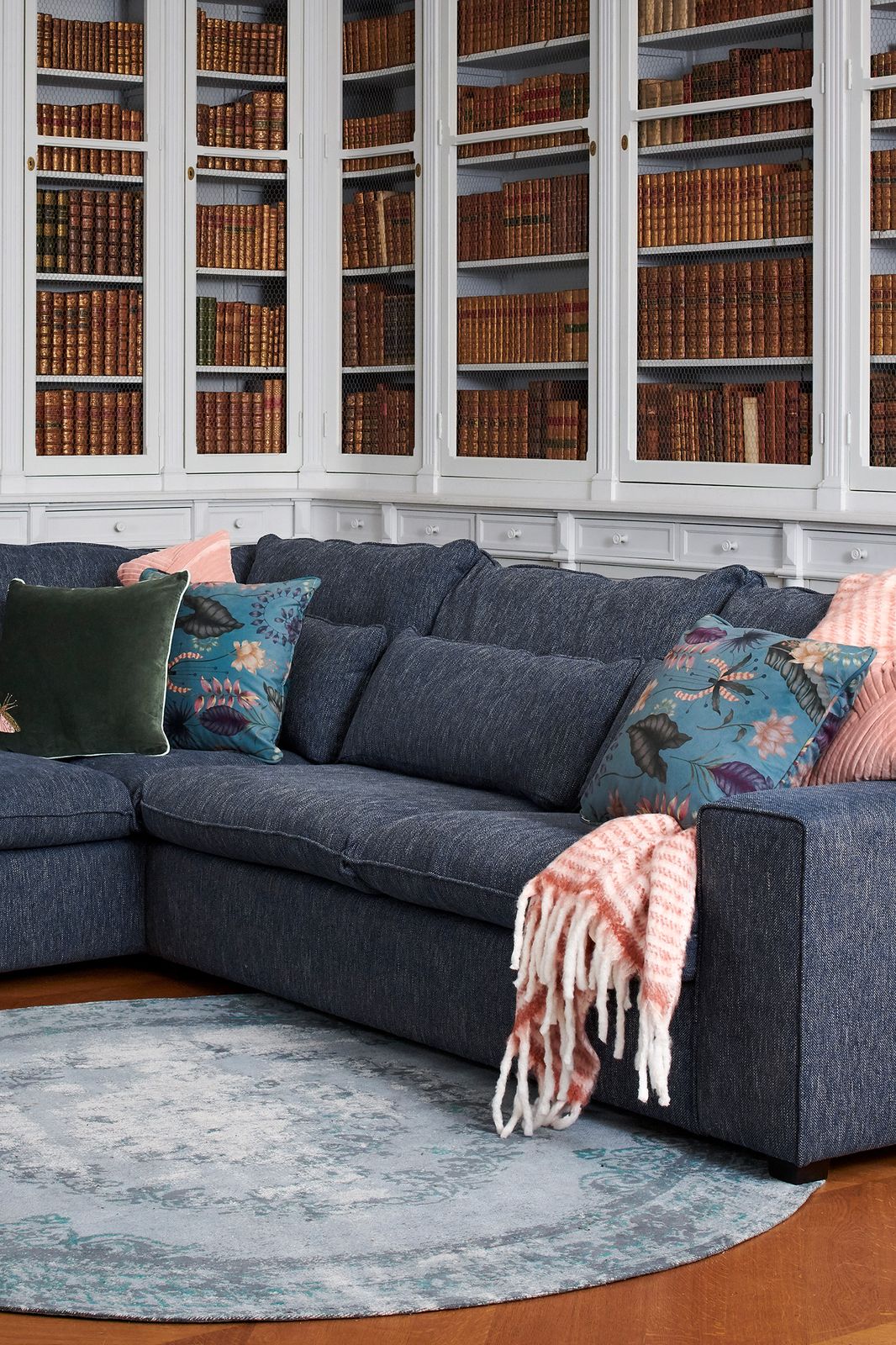 Baron bank 2.5-zits lounge rechts Ranch donkerblauw