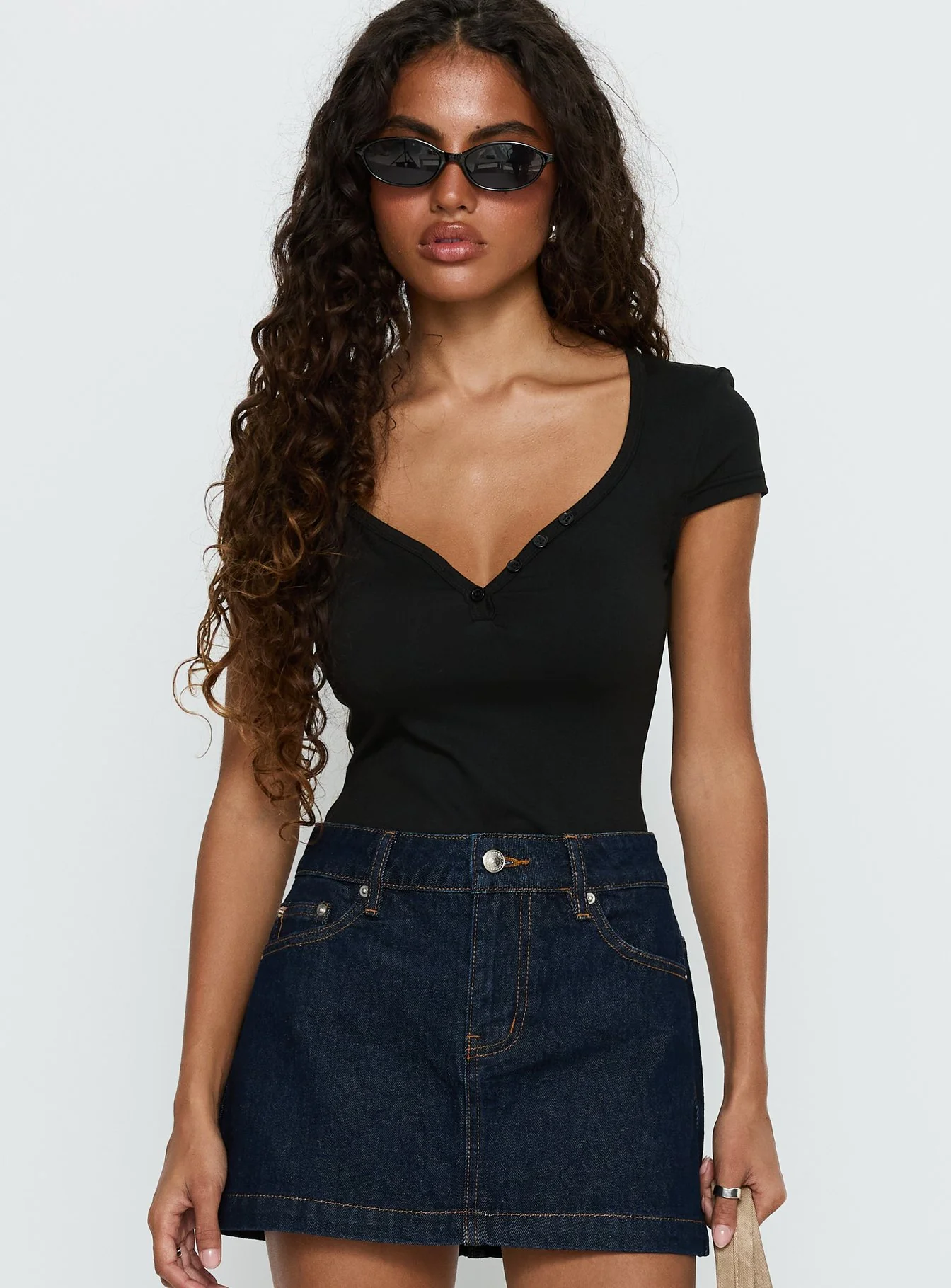 Laretta Button Up Bodysuit Black