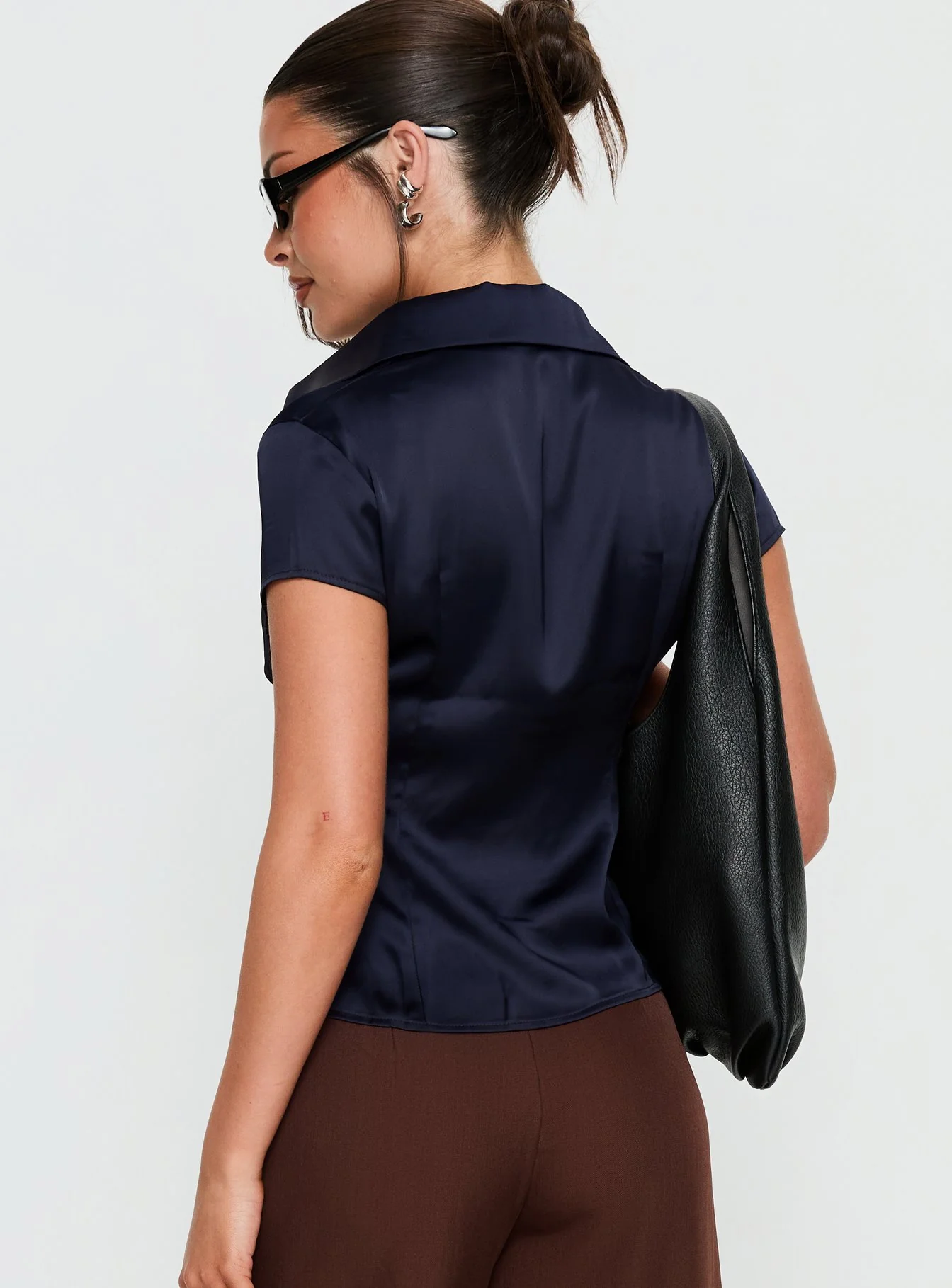 Cottesloe Satin Blouse Top Navy