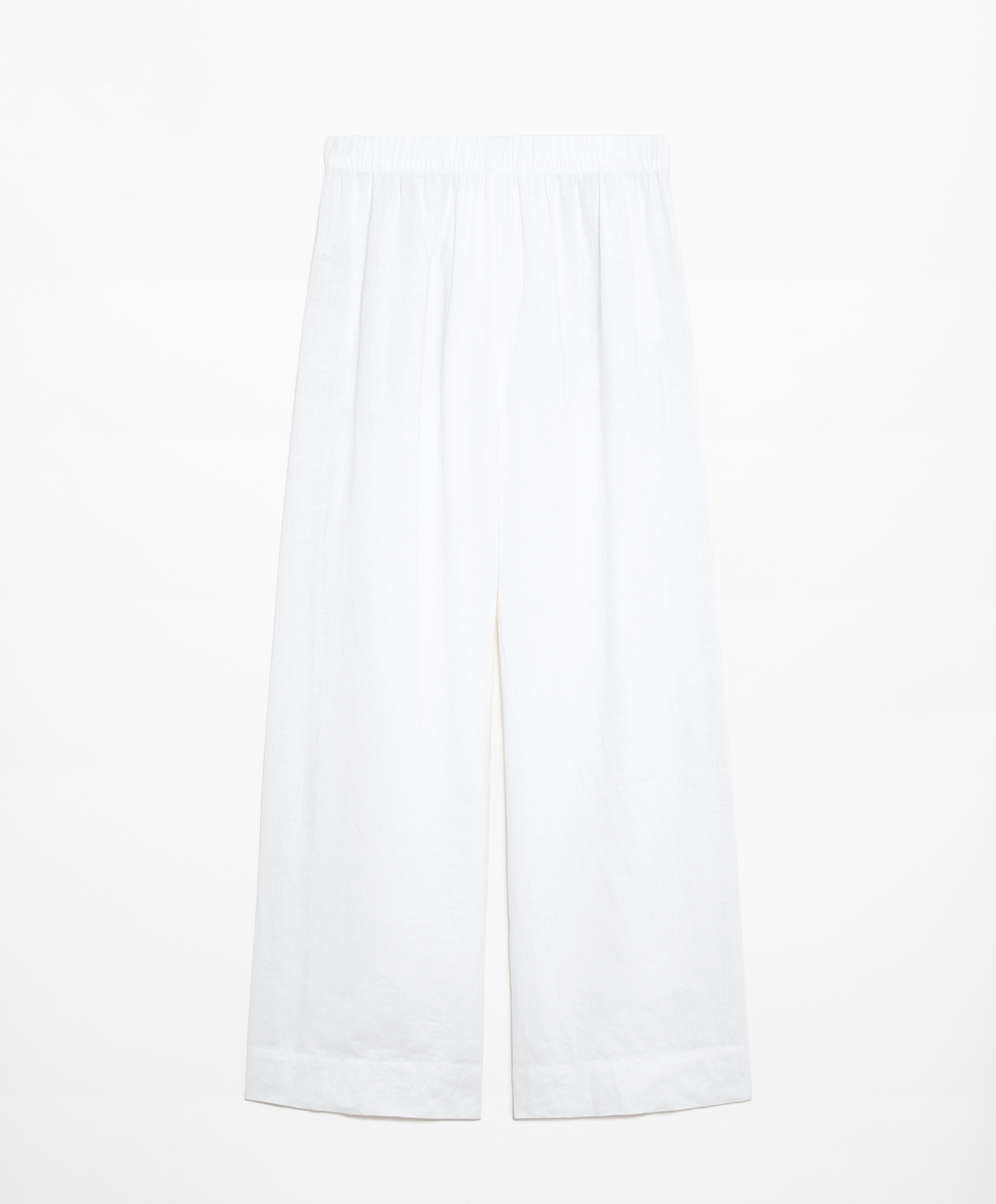 OYSHO 100% linen wide straight-leg trousers with piping