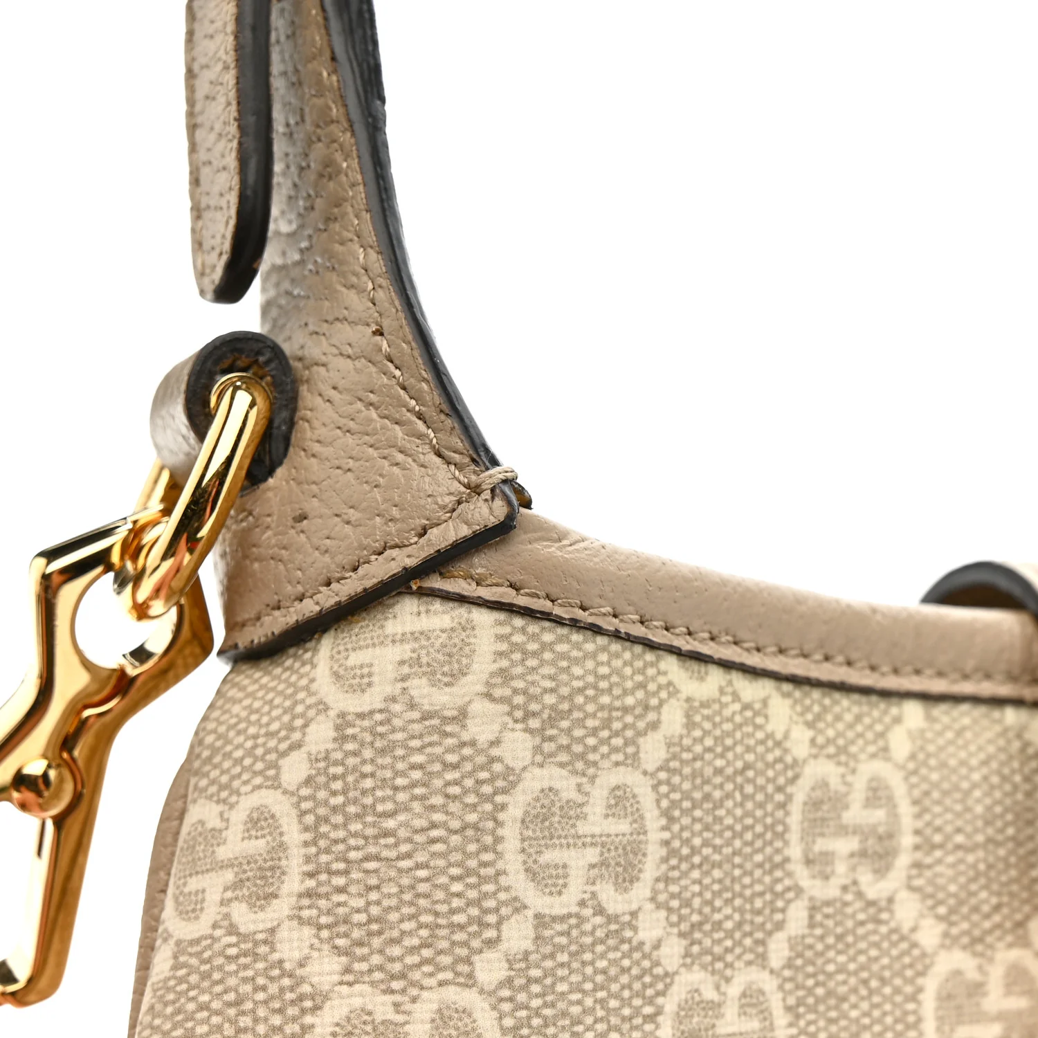 GG Supreme Monogram Textured Dollar Calfskin Mini Jackie 1961 Hobo Beige Mystic White Oatmeal - Top Club
