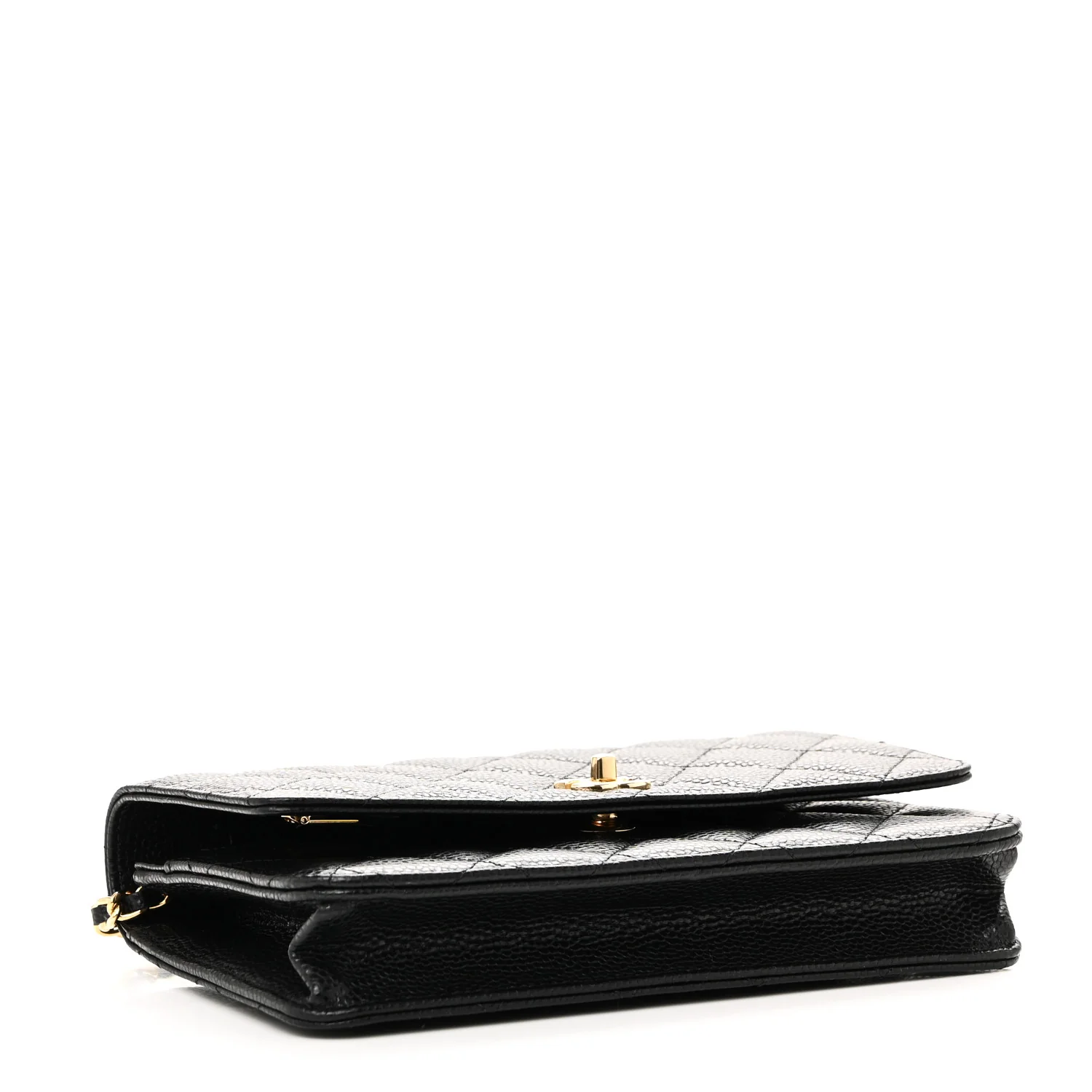 Caviar Quilted CC Turnlock Wallet On Chain WOC Black - Top Club
