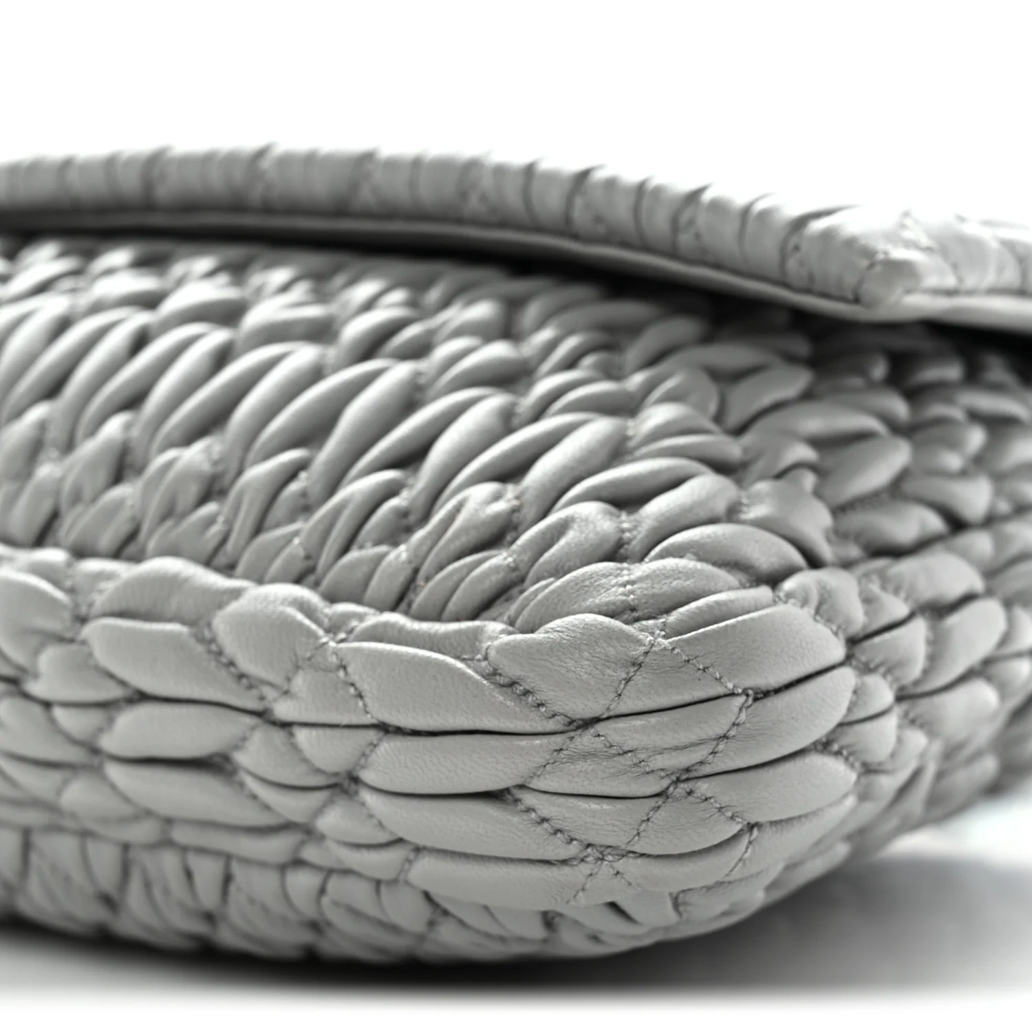 Nappa Matelasse Crystal Flap Clutch Grey - Top Club