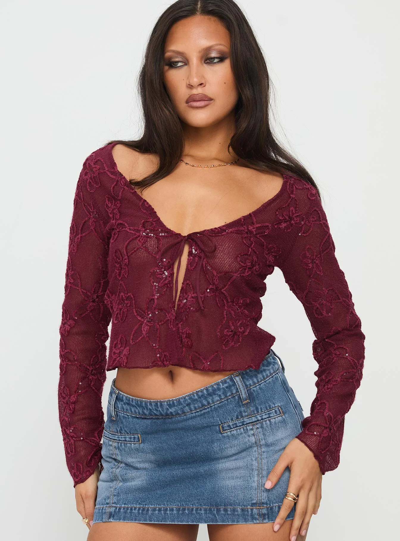 Sukita Long Sleeve Top Burgundy