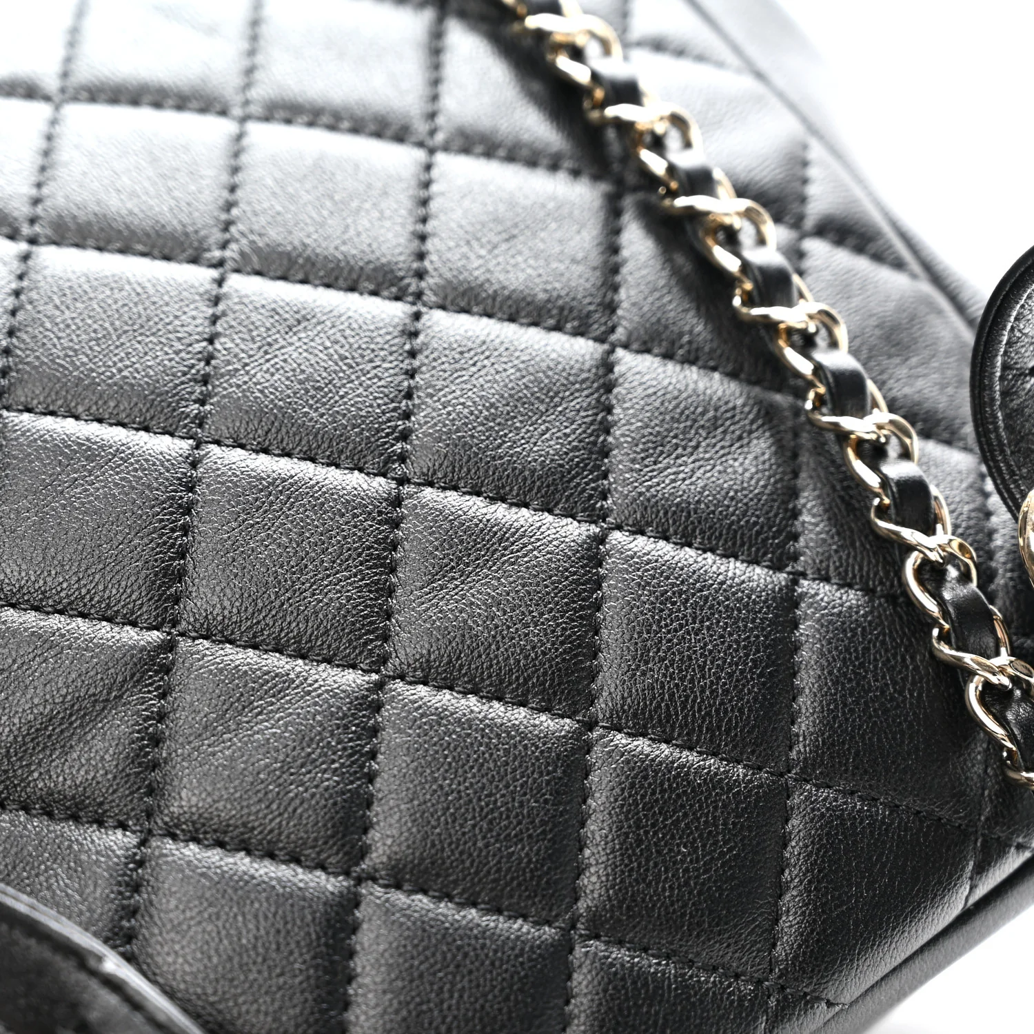 Shiny Caviar Quilted Medium Duma Pockets Drawstring Backpack Black - Top Club