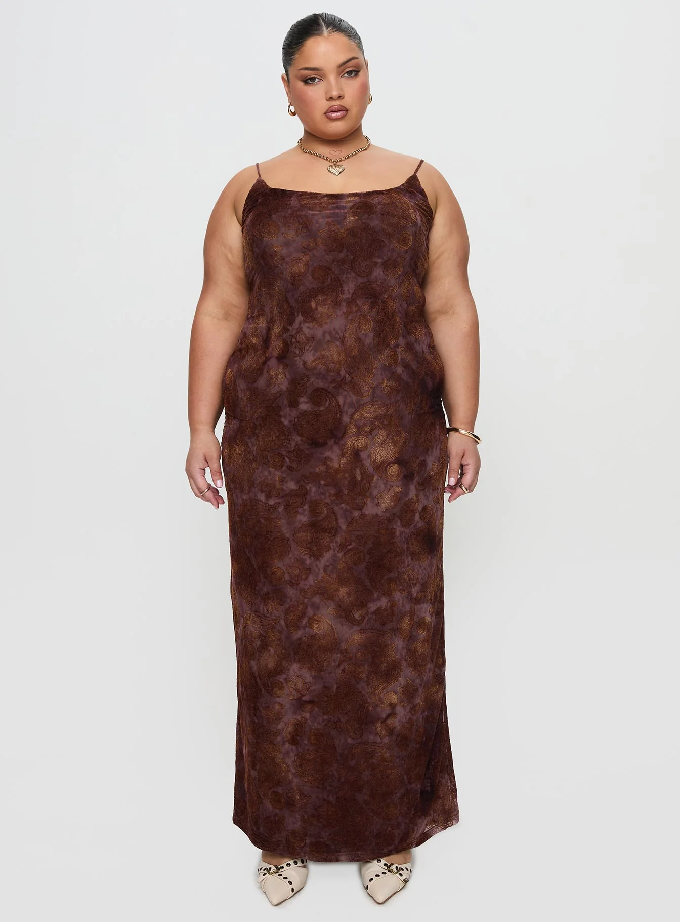 Knox Maxi Dress Chocolate Paisley Curve