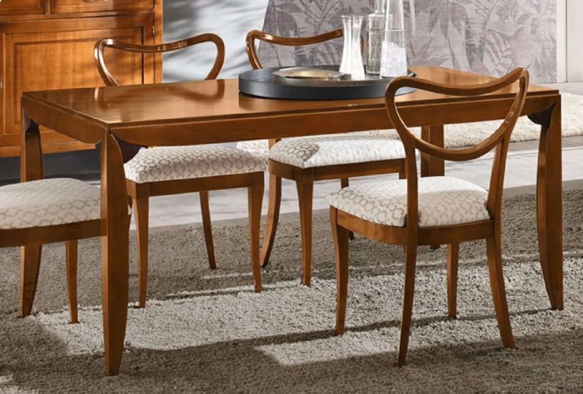 Luxury Biedermeier Dining Table Brown - Extendable Solid Wood Dining Room Table - Biedermeier Dining Room Furniture - Luxury Quality - Made in Italy