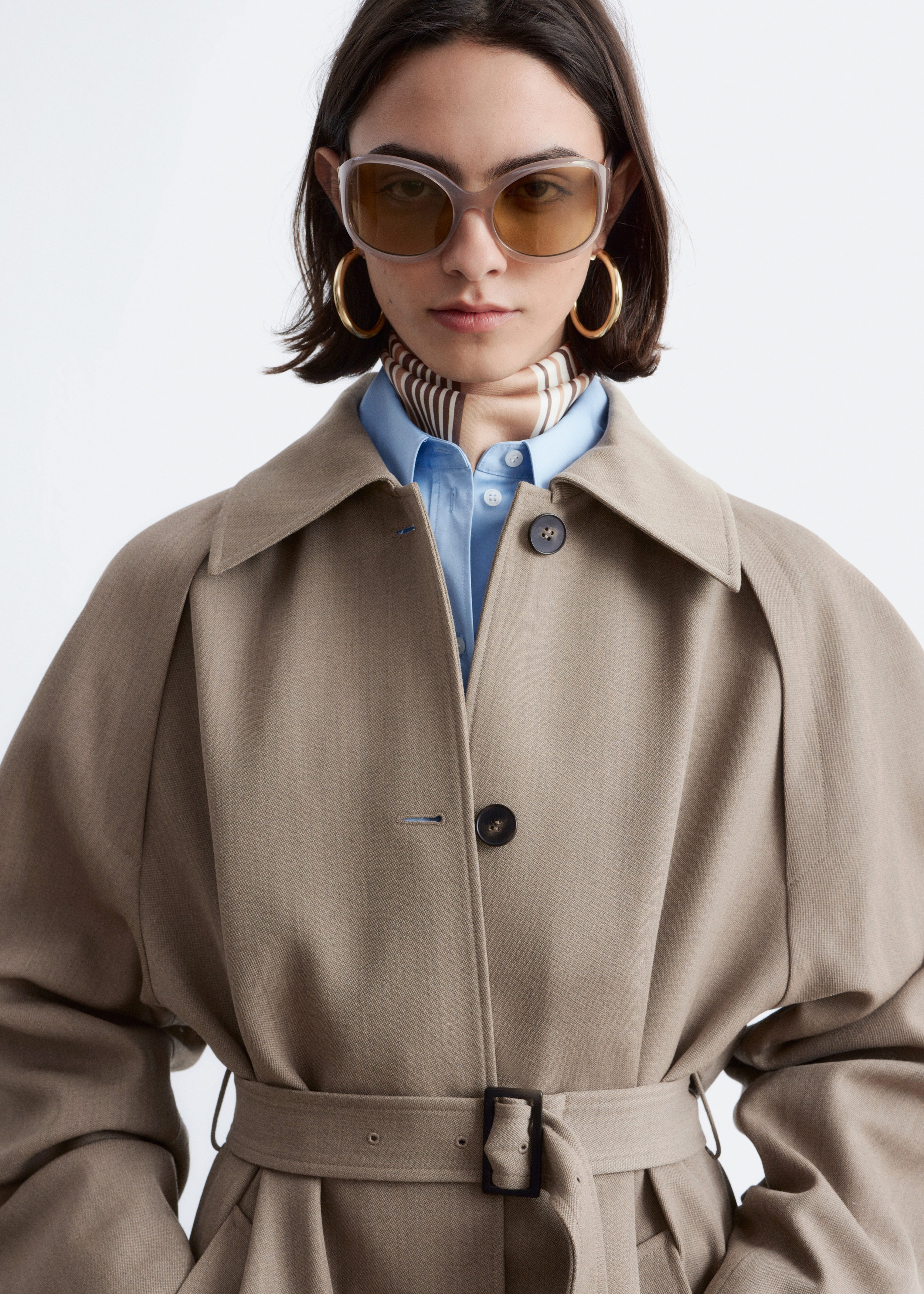 & Other Stories TIE-BELT WOOL TRENCH COAT
