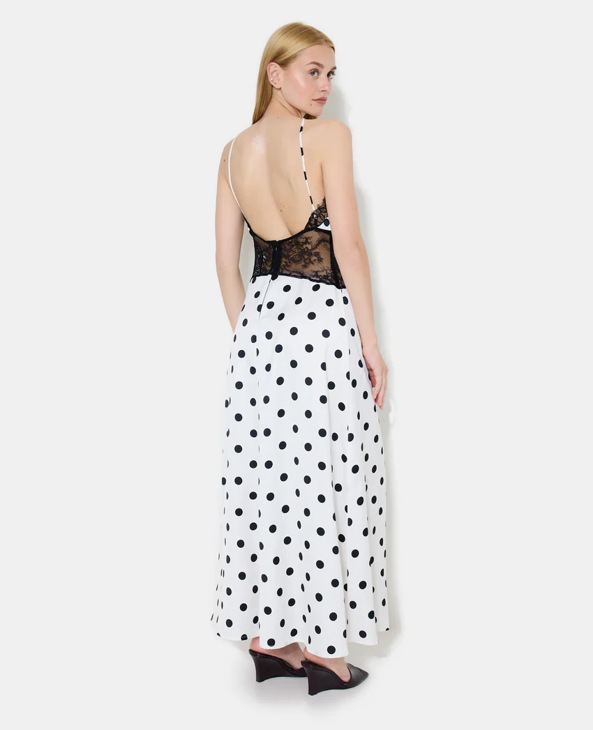 Pimkie Robe longue à pois avec empiècements dentelle