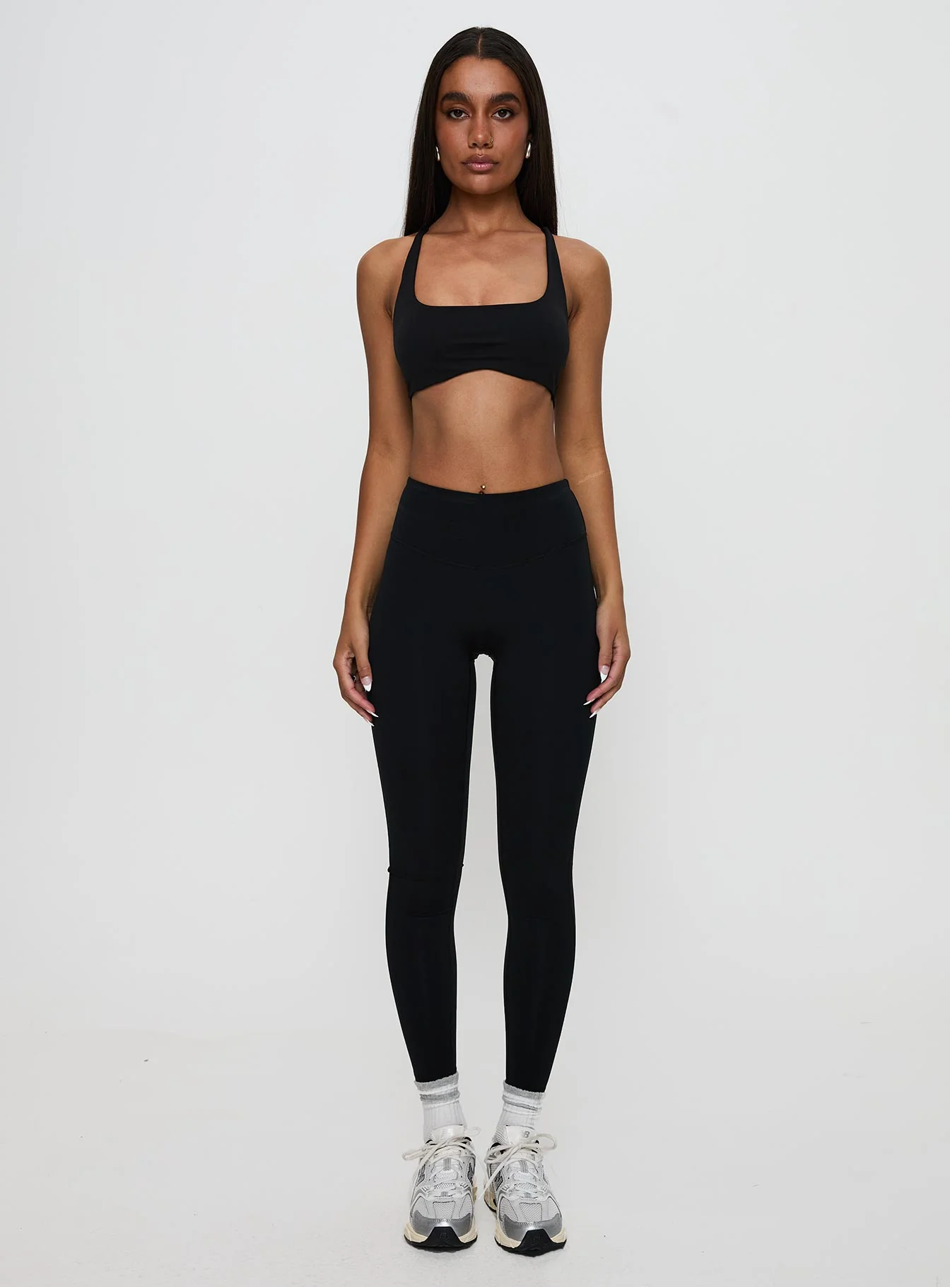 Finish Line Active Cross Back Top Black