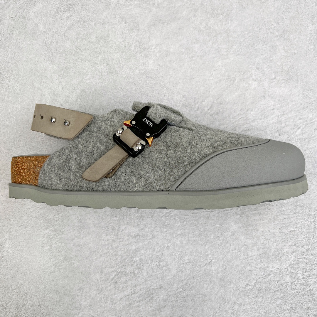 新批次Birkenstock Dior迪奥 Tokio 勃肯 小牛皮 圆头 时尚凉拖 灰色 3SA116ZSC-H800 - Sneaker Replica Workshop