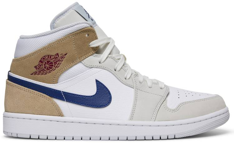 Air Jordan 1 Mid  White Khaki Blue Void  DO6726-100 - Sneaker Replica Workshop