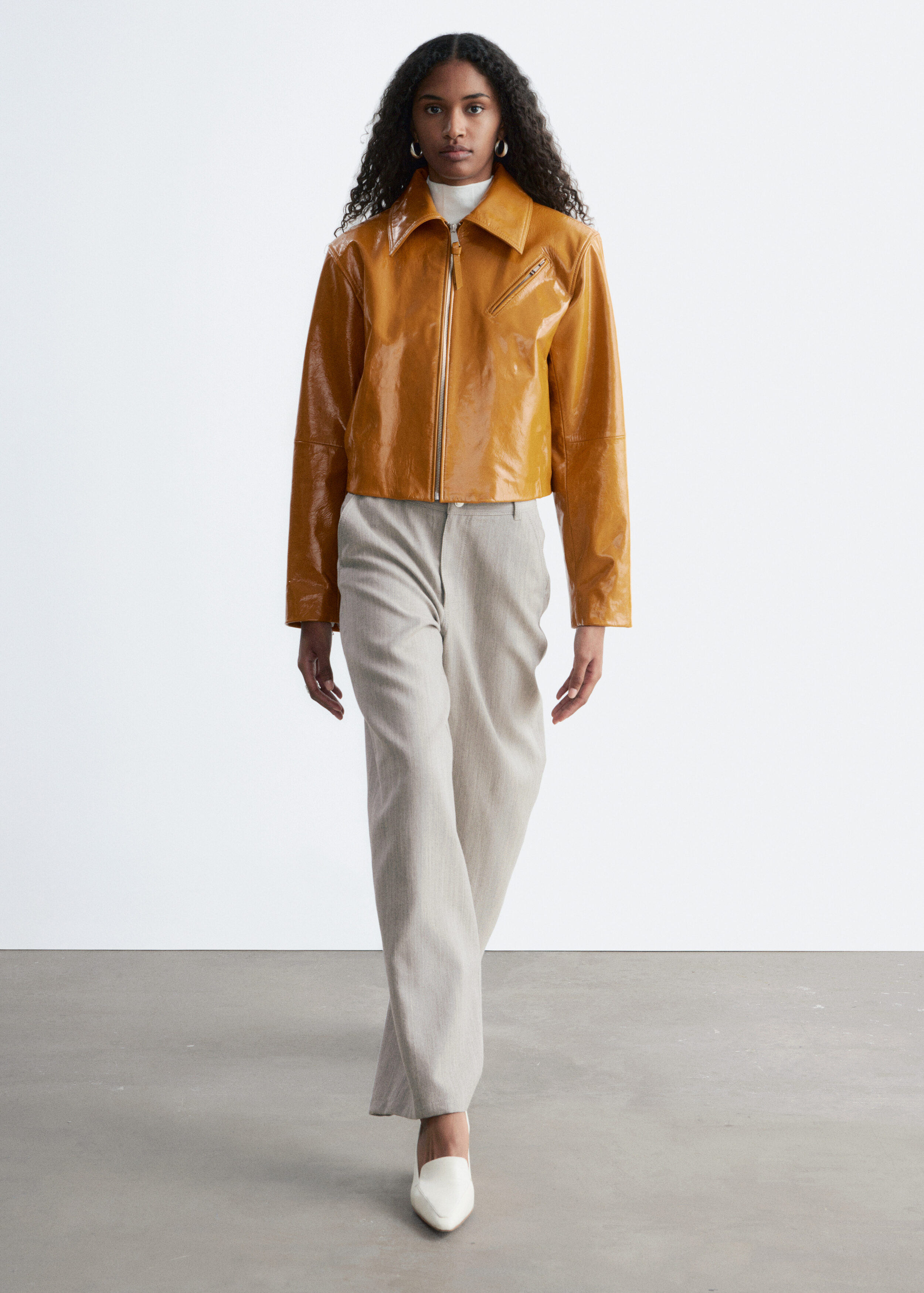 & Other Stories PATENT LEATHER BIKER JACKET