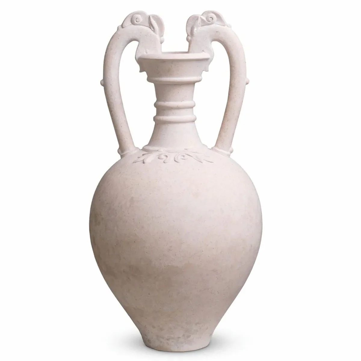 Luxury baroque decorative amphora sand color H. 53 cm - living room decoration