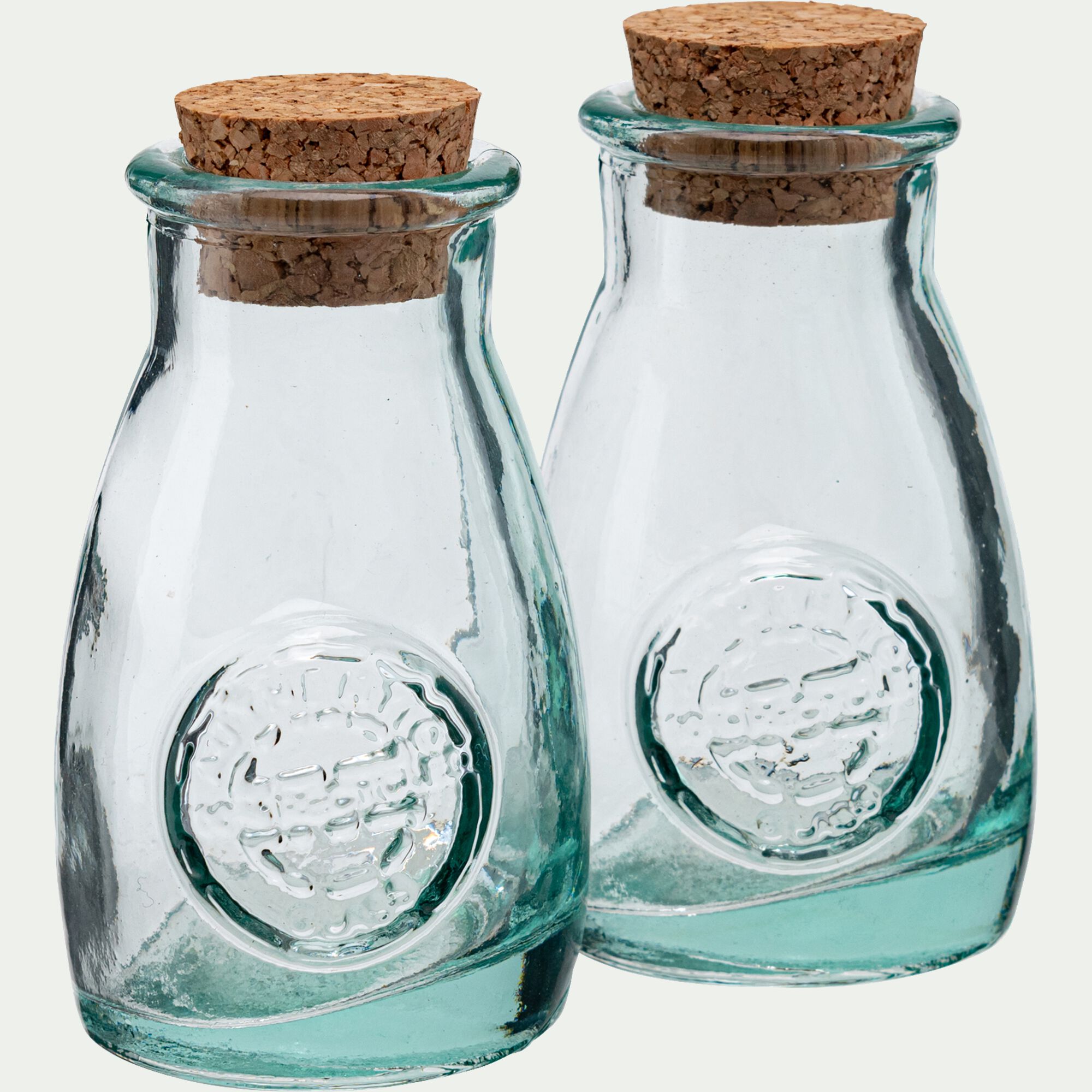 AQUA - Lot de 2 pots en verre recyclé 10cl - transparent
