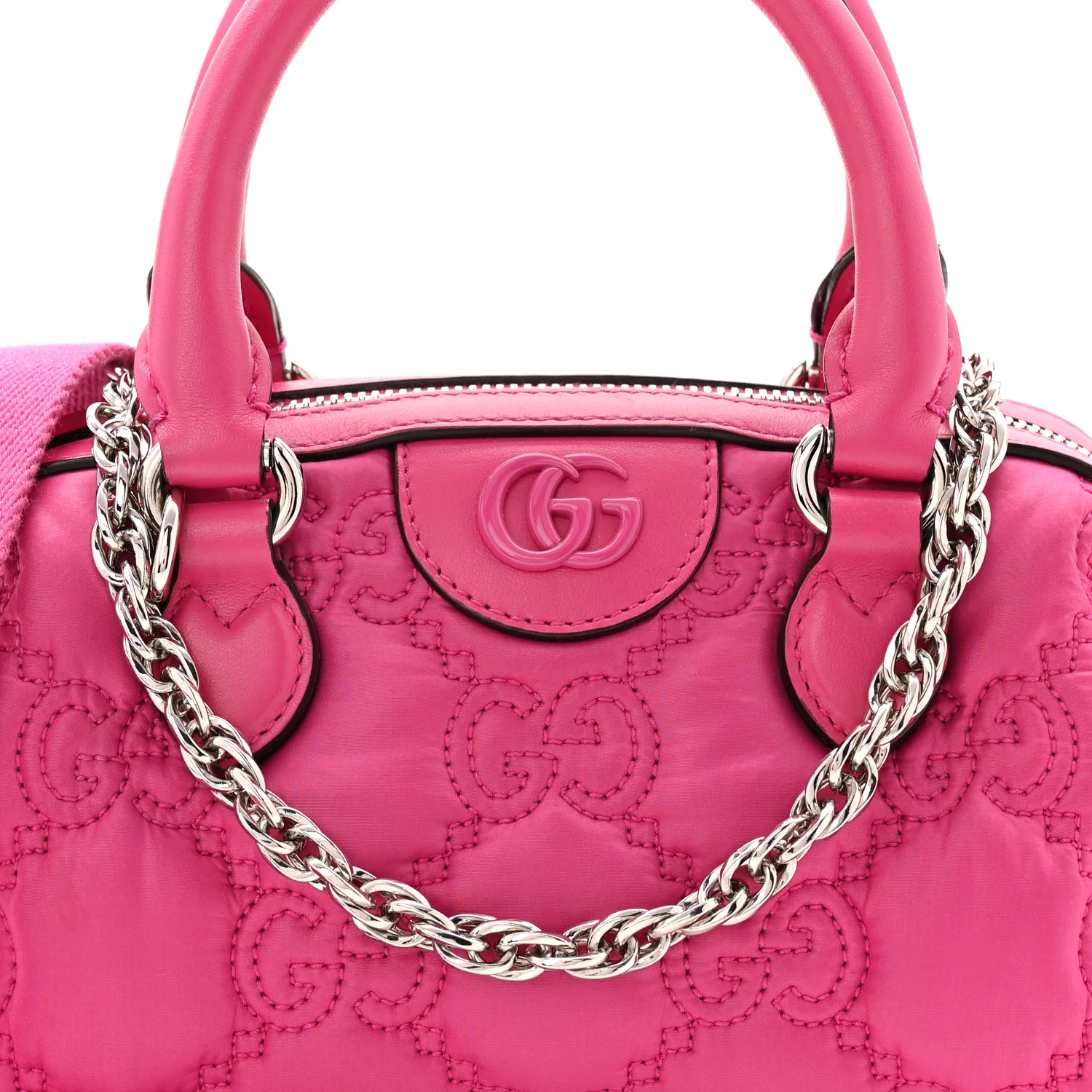 Nylon Calfskin Enamel GG Matelasse Mini Bowler Bag Lovely - Top Club