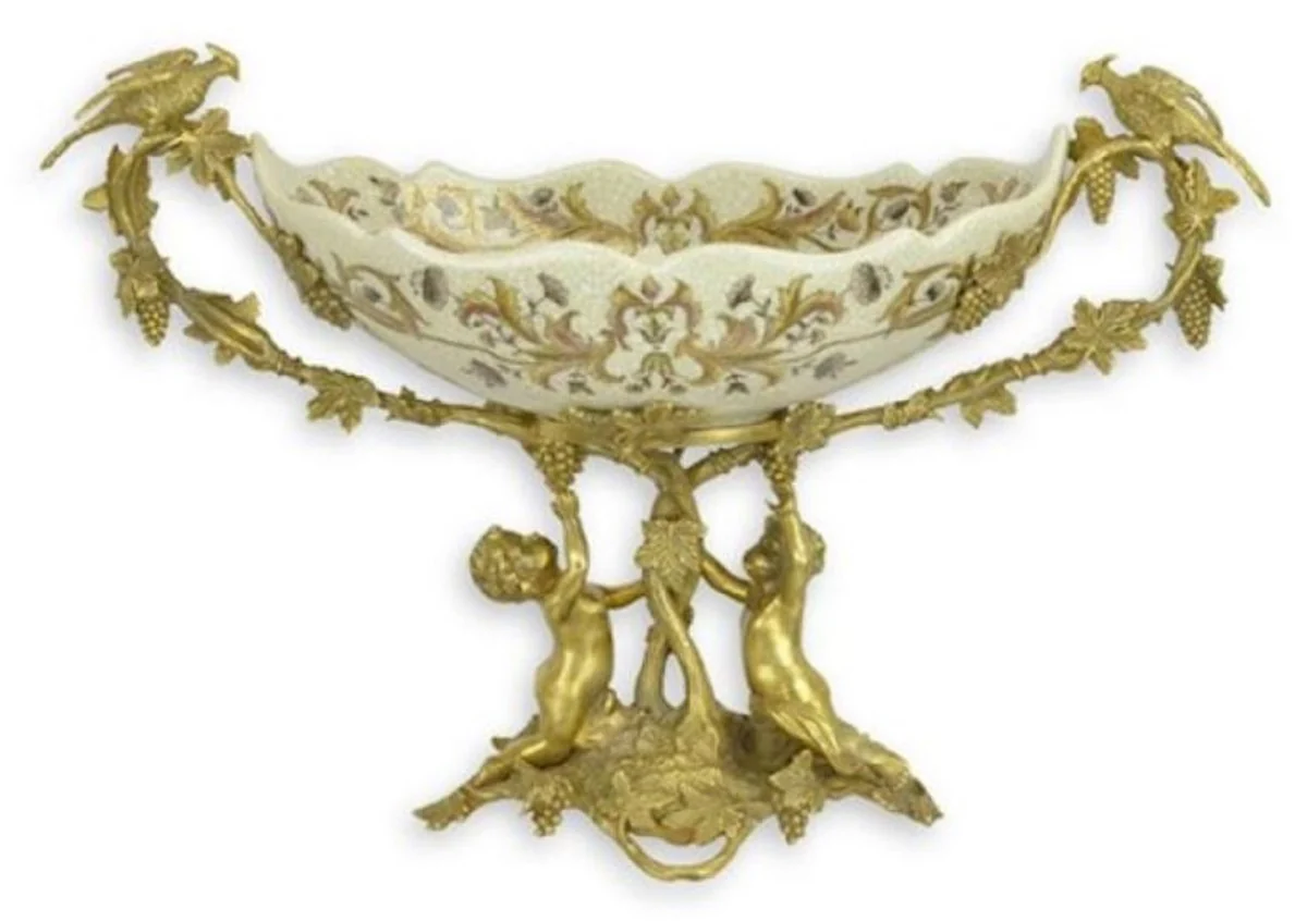 Art Nouveau decorative bowl cream / brass 50 x H. 29.5 cm - porcelain fruit bowl