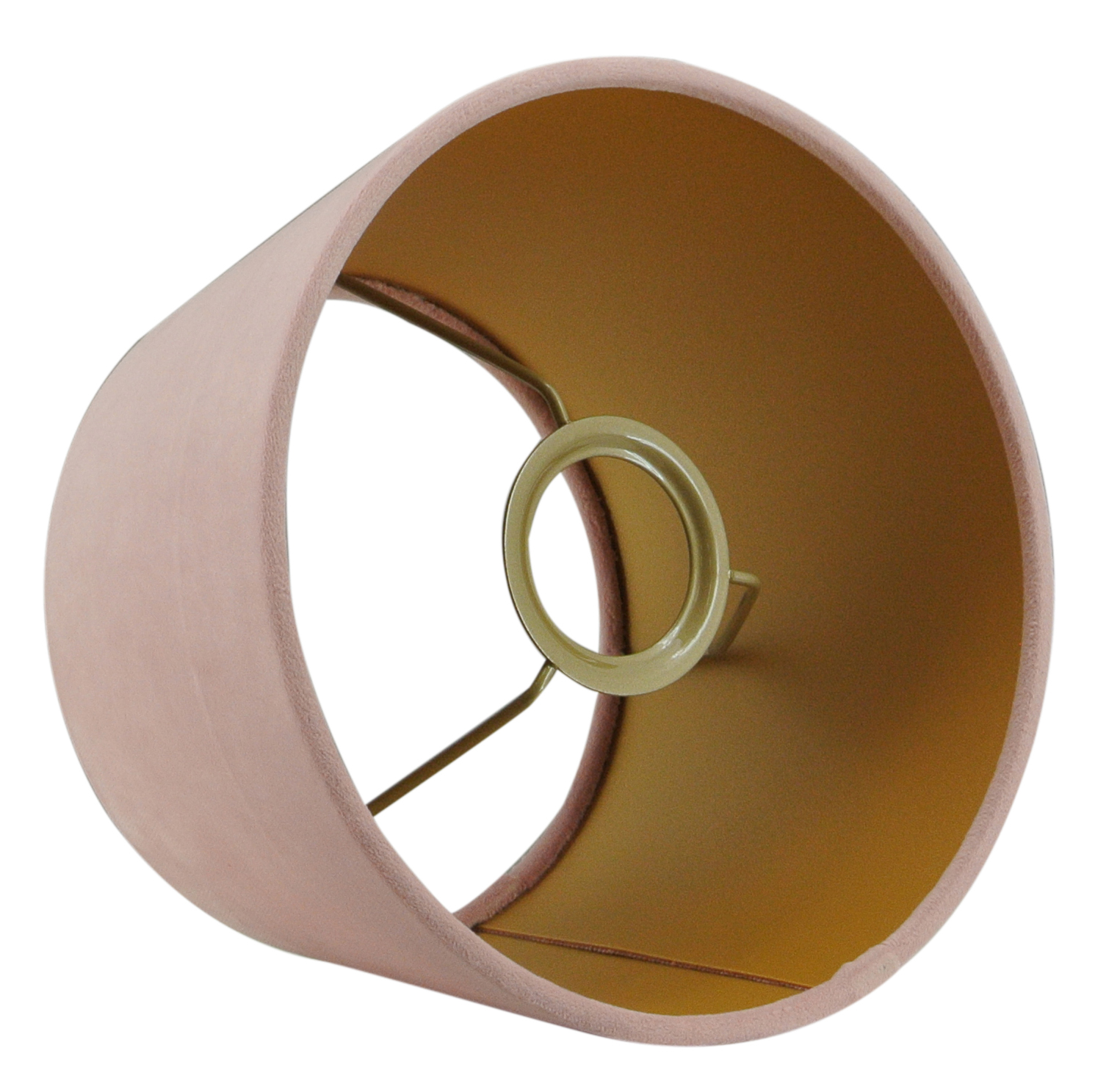Staande lampenkap San Remo velours roze op goud 25x19x14cm