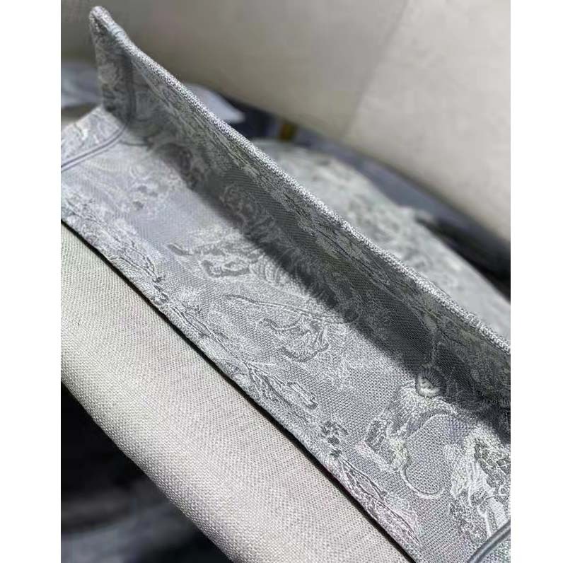 CD Unisex CD Large CD Book Tote Gray Toile De Jouy Embroidery - Top Club