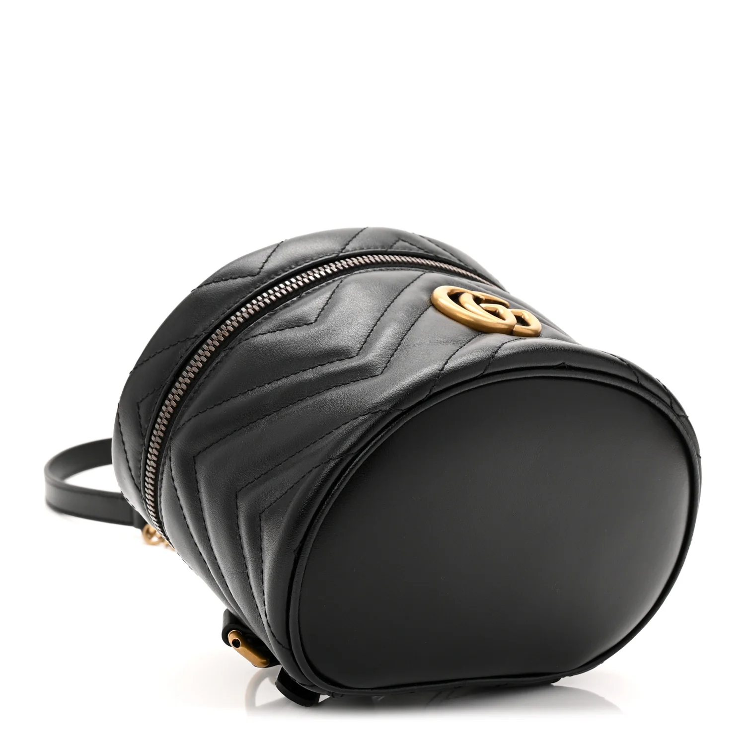 Calfskin Matelasse Chevron Mini GG Marmont Top Handle Bag Black - Top Club